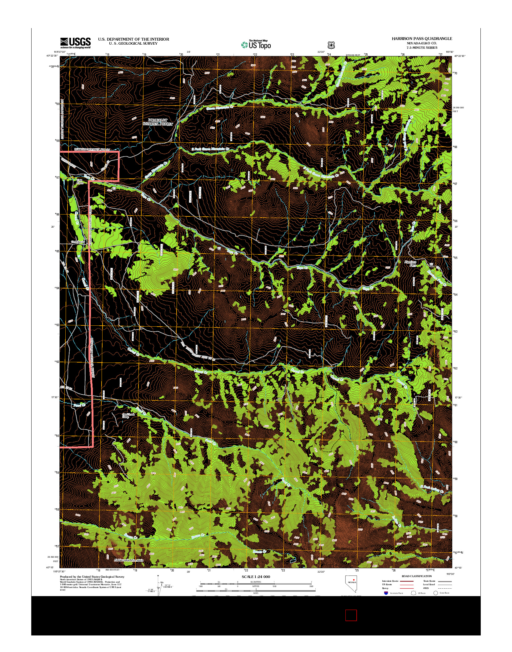 USGS US TOPO 7.5-MINUTE MAP FOR HARRISON PASS, NV 2012