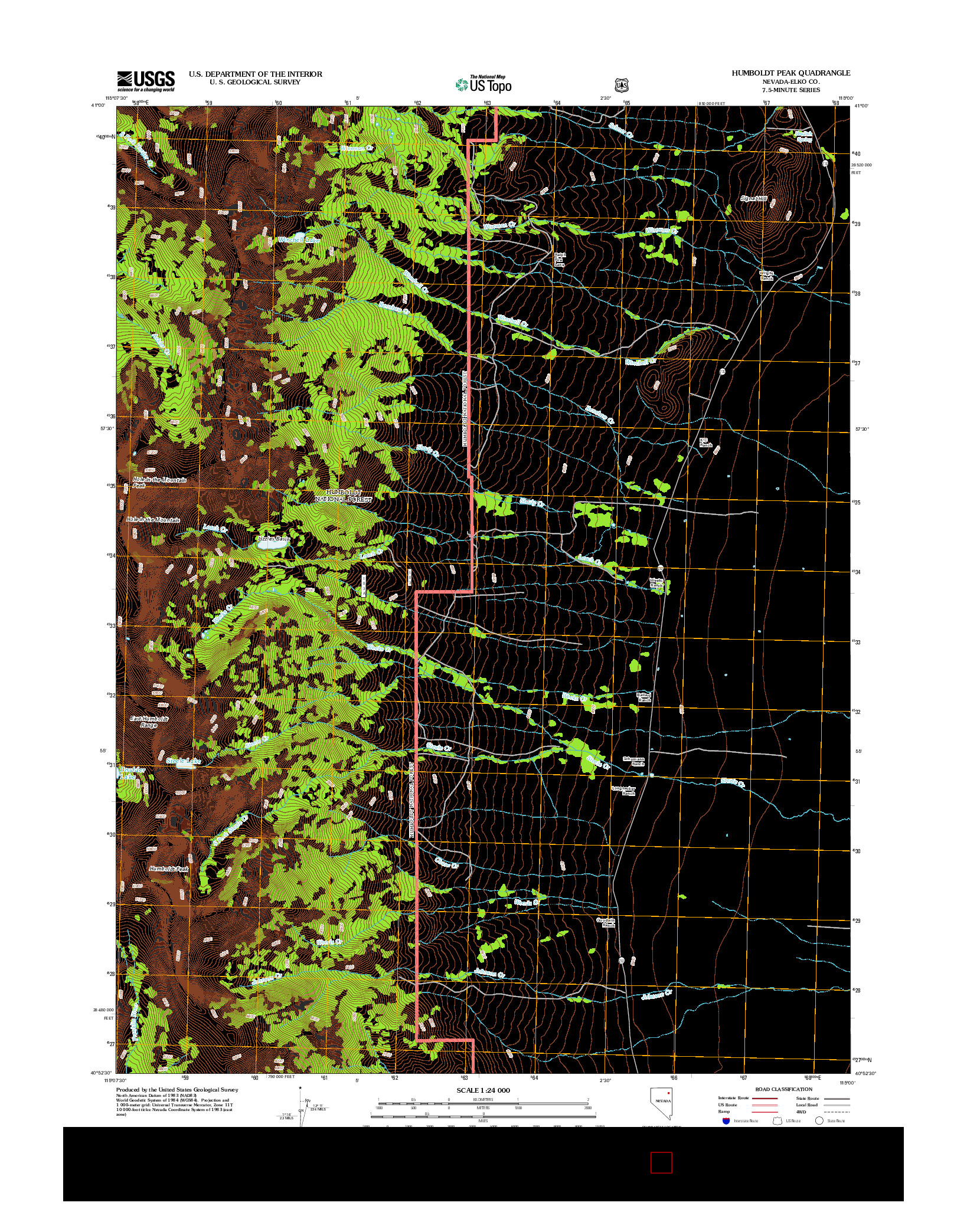 USGS US TOPO 7.5-MINUTE MAP FOR HUMBOLDT PEAK, NV 2012