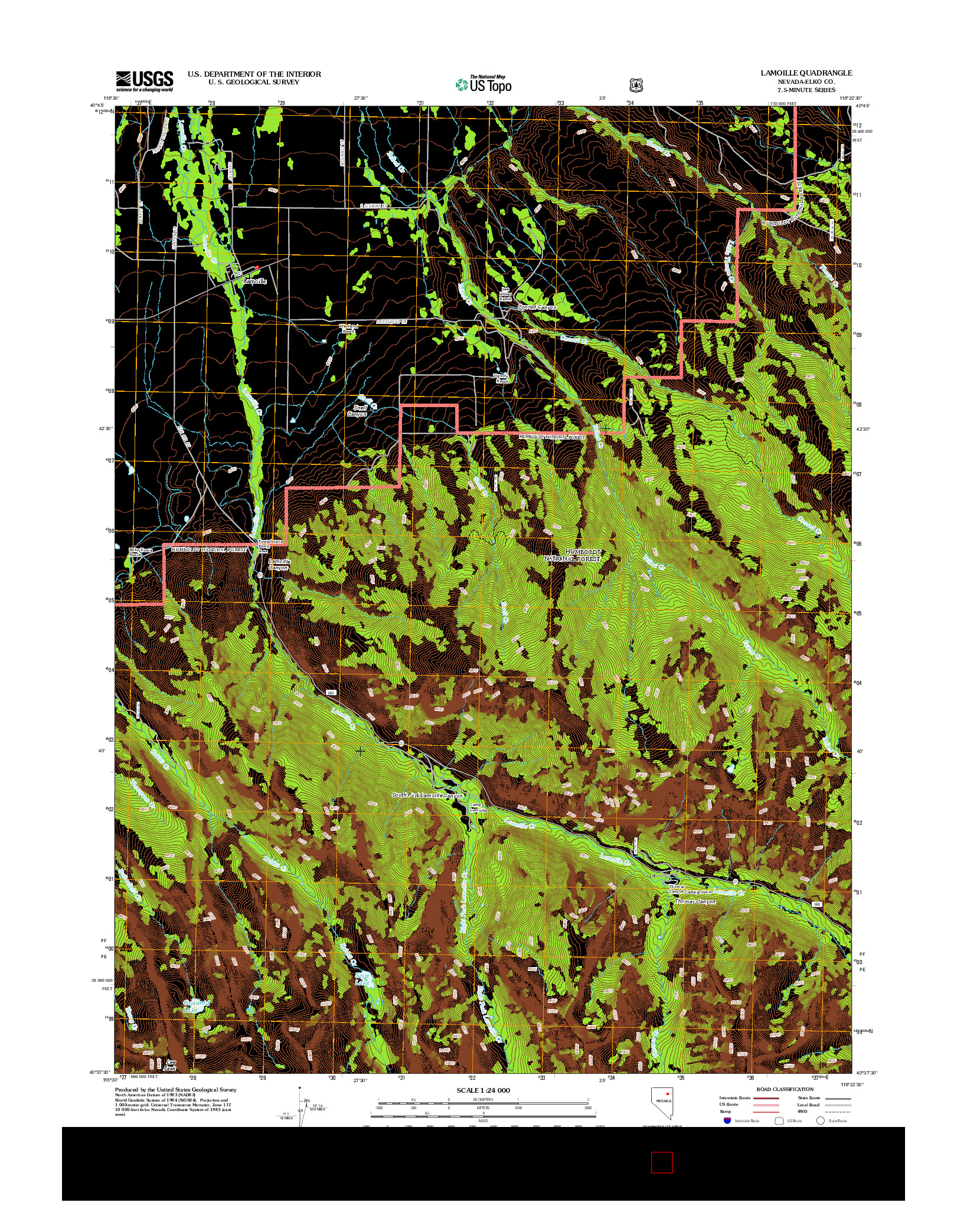 USGS US TOPO 7.5-MINUTE MAP FOR LAMOILLE, NV 2012