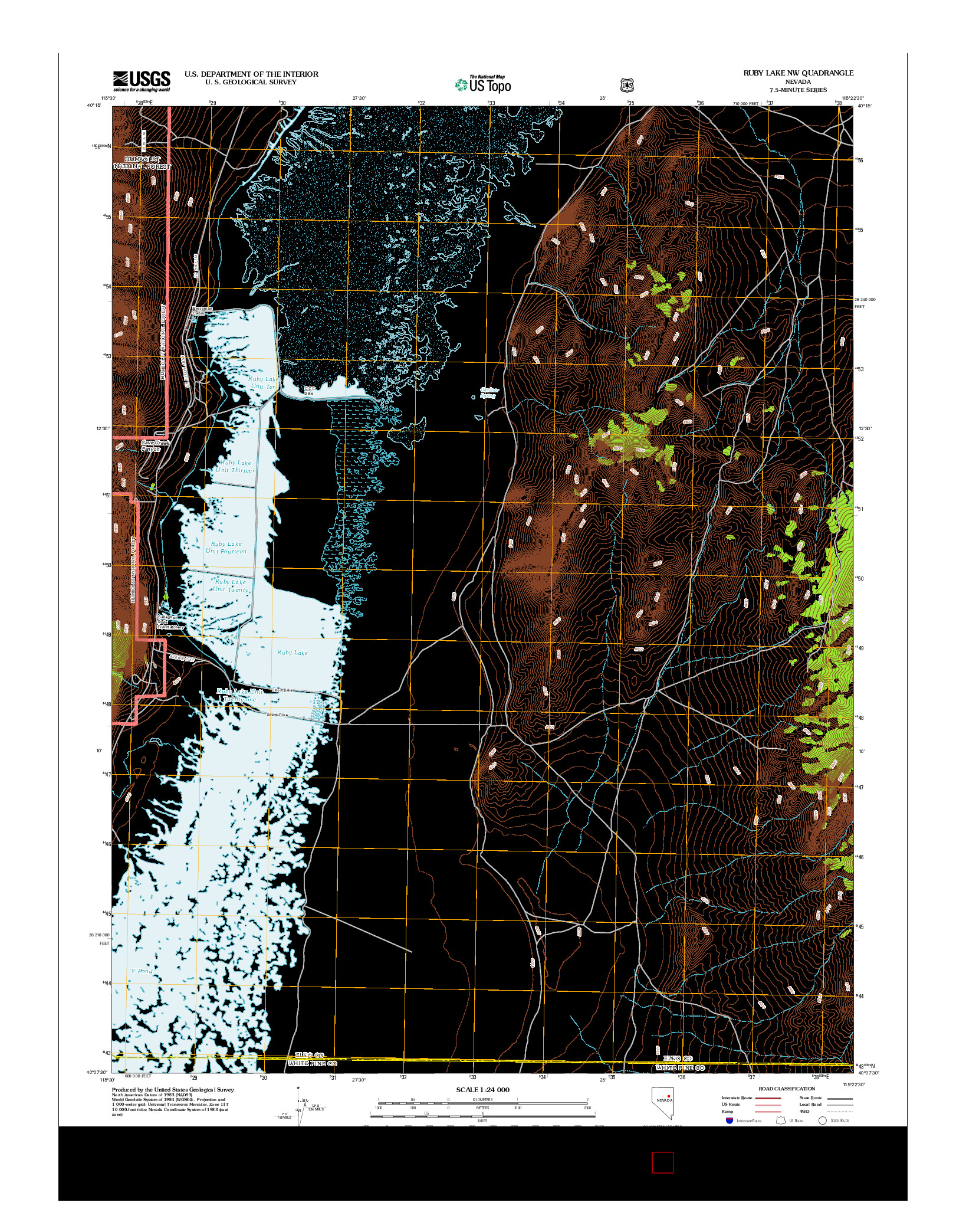 USGS US TOPO 7.5-MINUTE MAP FOR RUBY LAKE NW, NV 2012