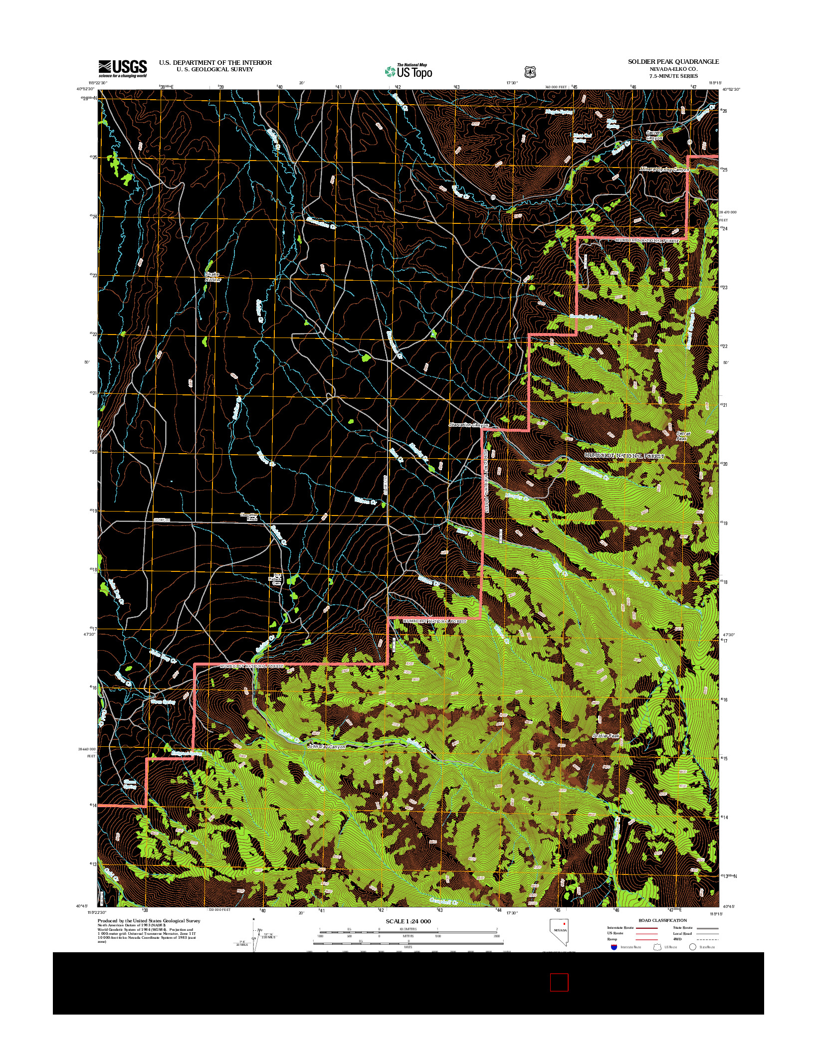 USGS US TOPO 7.5-MINUTE MAP FOR SOLDIER PEAK, NV 2012