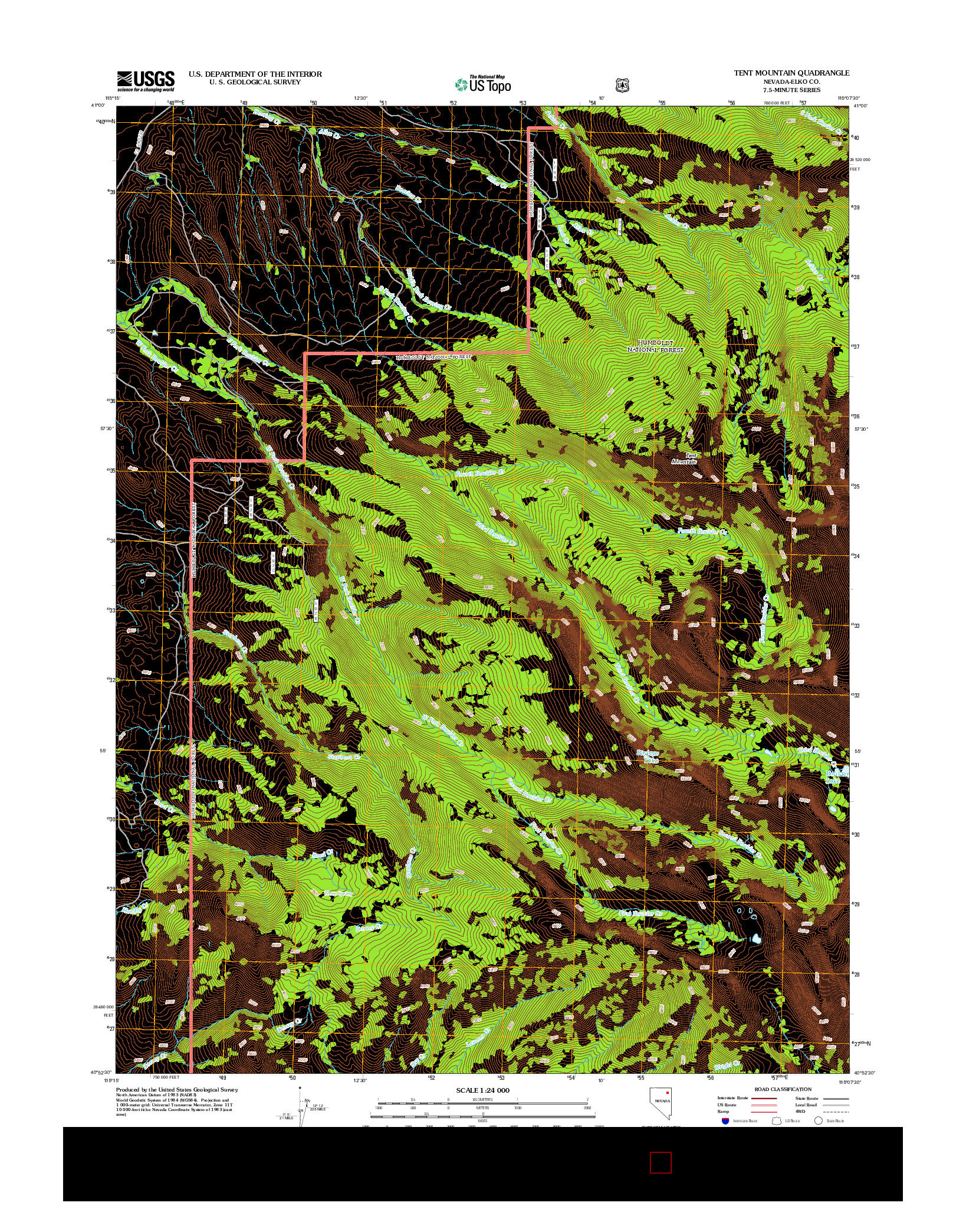 USGS US TOPO 7.5-MINUTE MAP FOR TENT MOUNTAIN, NV 2012