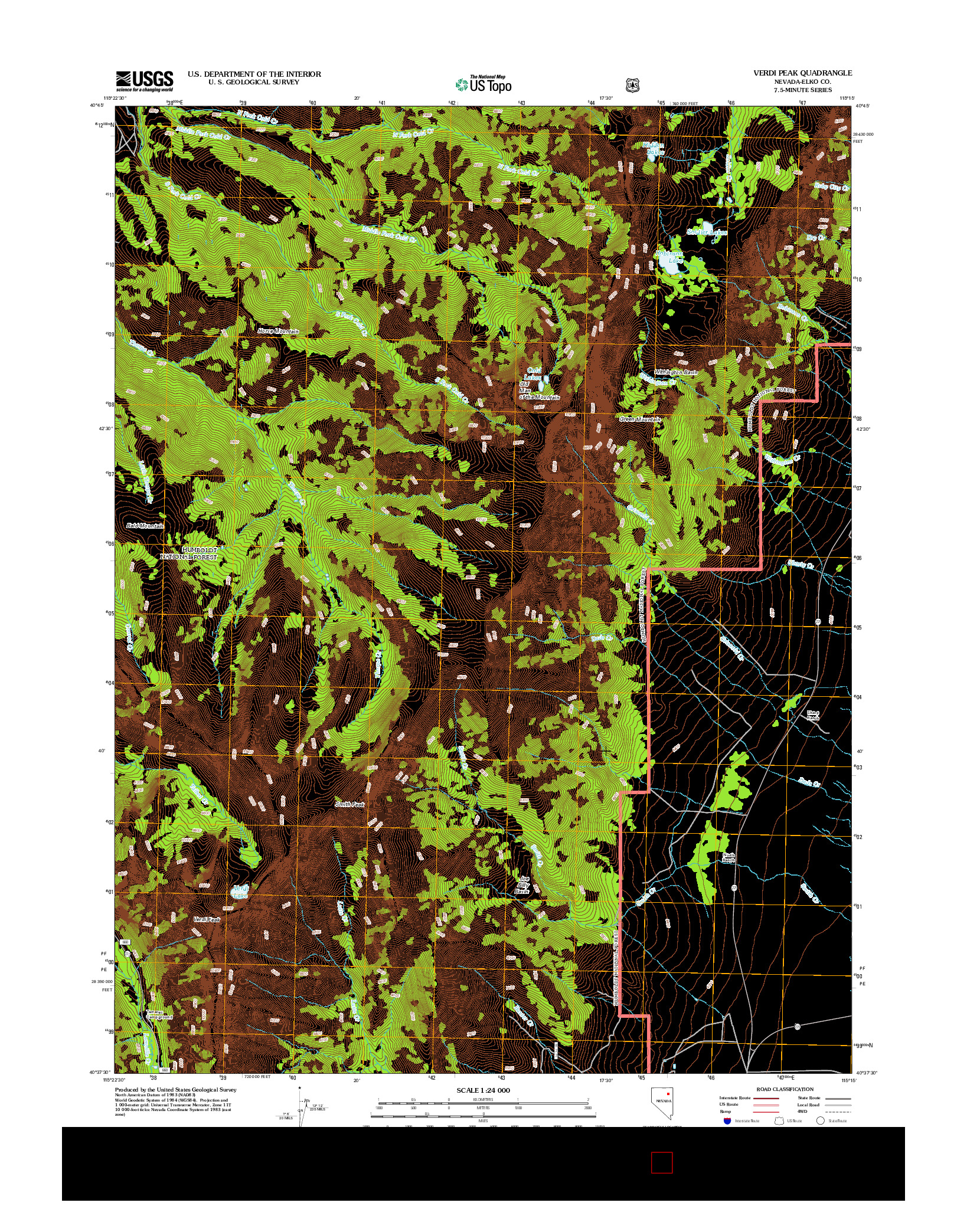 USGS US TOPO 7.5-MINUTE MAP FOR VERDI PEAK, NV 2012