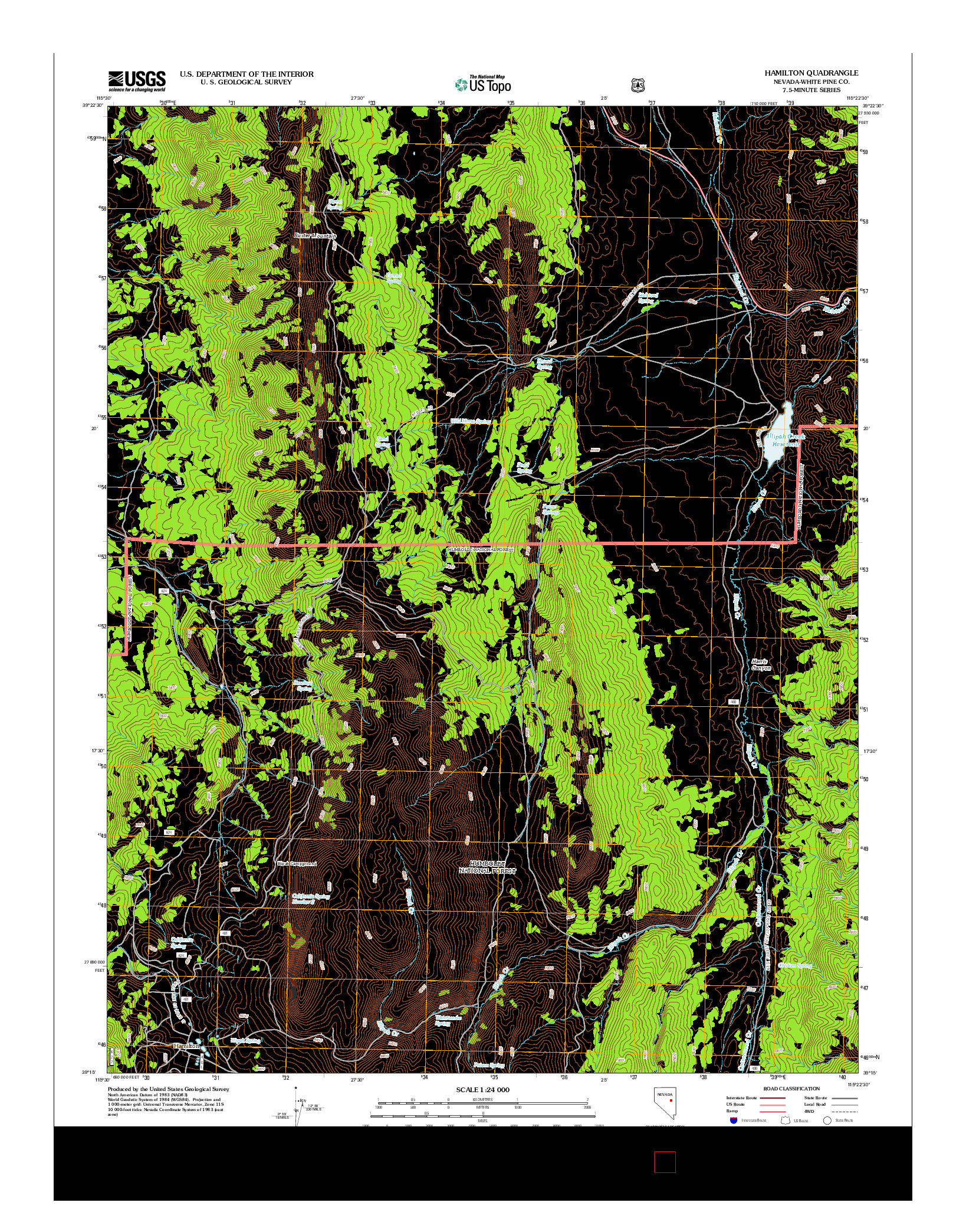 USGS US TOPO 7.5-MINUTE MAP FOR HAMILTON, NV 2012