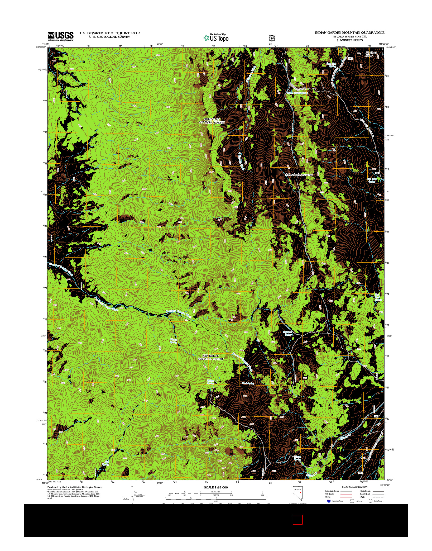 USGS US TOPO 7.5-MINUTE MAP FOR INDIAN GARDEN MOUNTAIN, NV 2012