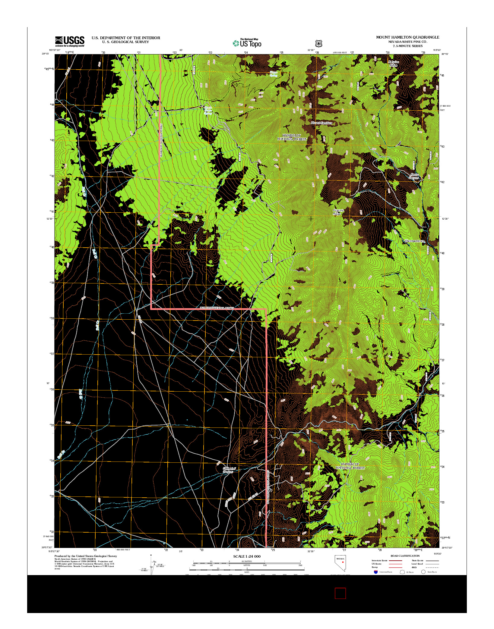 USGS US TOPO 7.5-MINUTE MAP FOR MOUNT HAMILTON, NV 2012