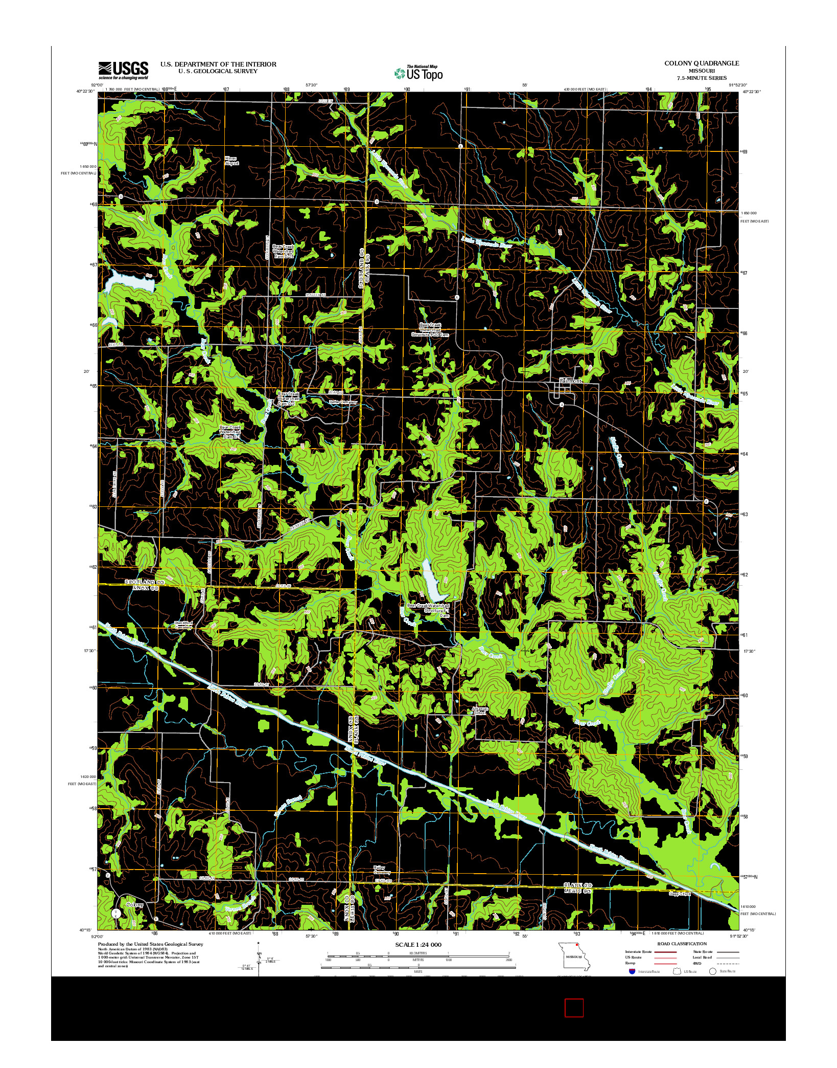 USGS US TOPO 7.5-MINUTE MAP FOR COLONY, MO 2012