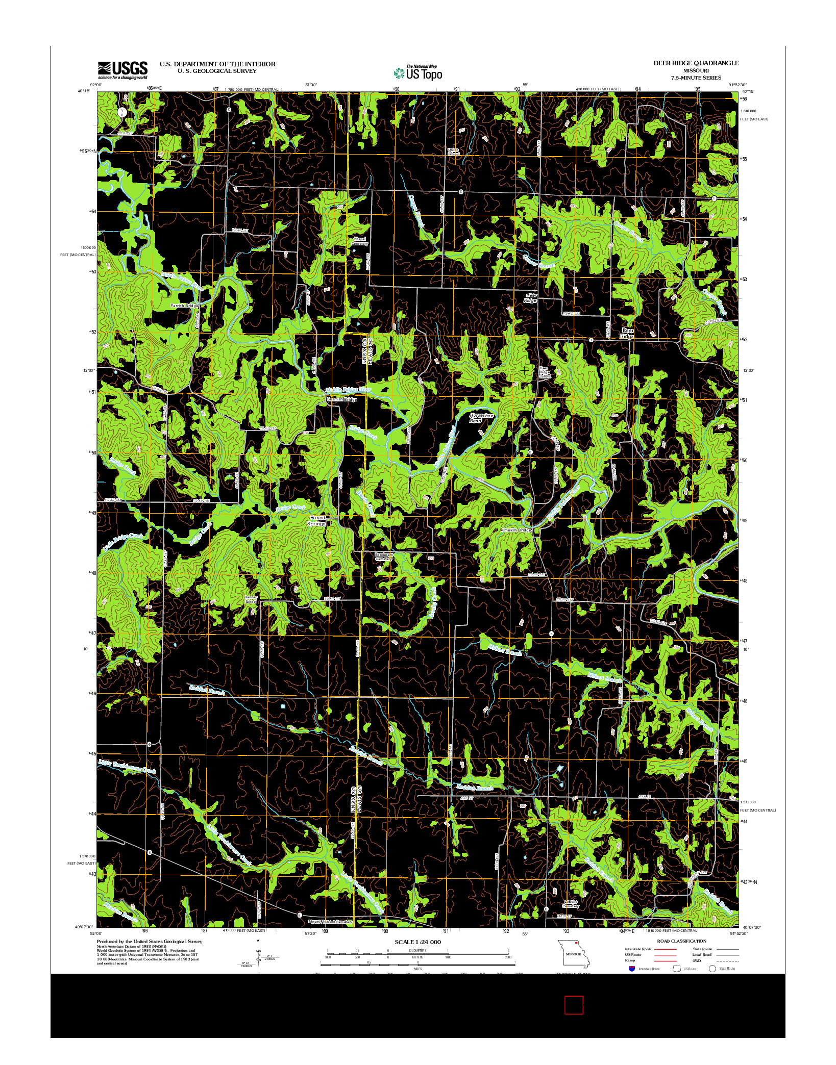 USGS US TOPO 7.5-MINUTE MAP FOR DEER RIDGE, MO 2012