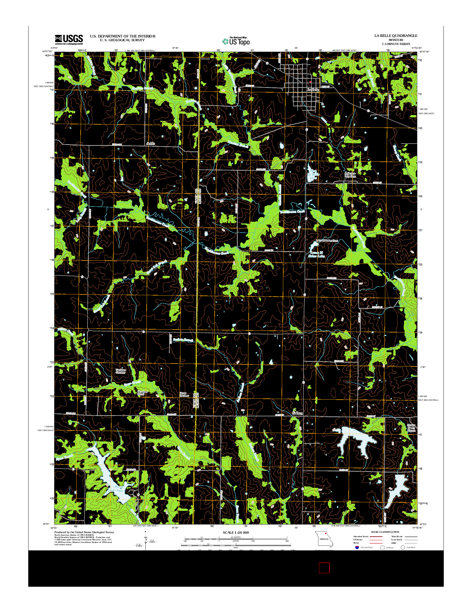 USGS US TOPO 7.5-MINUTE MAP FOR LA BELLE, MO 2012