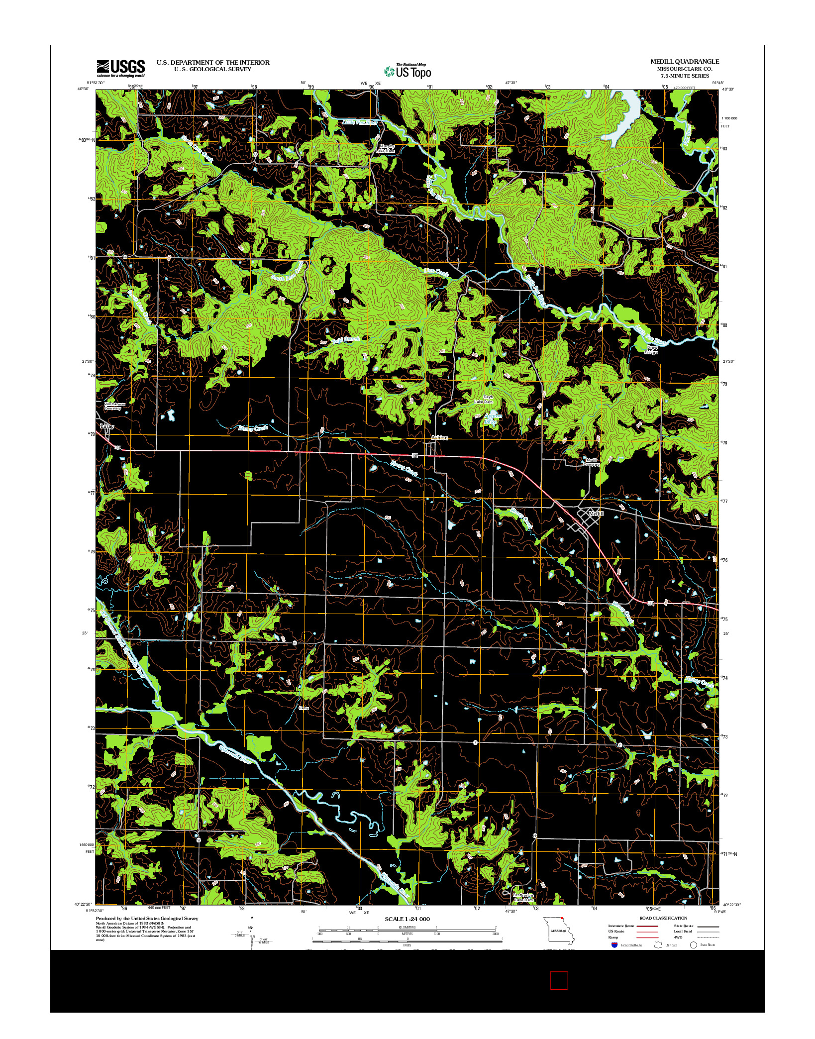 USGS US TOPO 7.5-MINUTE MAP FOR MEDILL, MO 2012