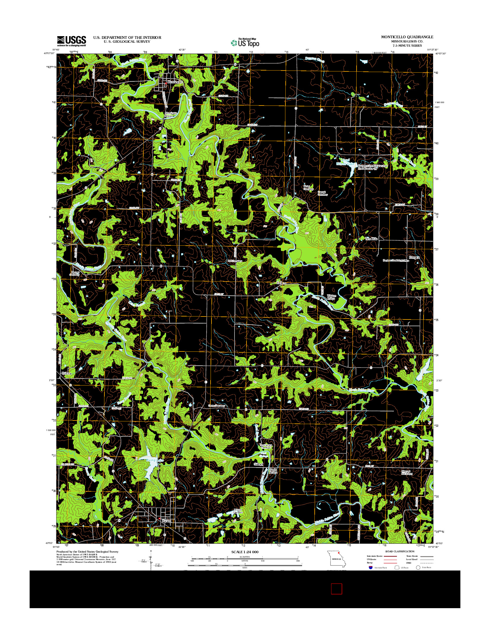 USGS US TOPO 7.5-MINUTE MAP FOR MONTICELLO, MO 2012