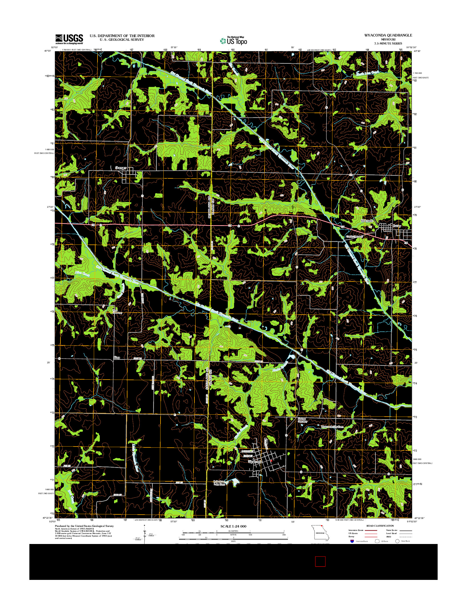 USGS US TOPO 7.5-MINUTE MAP FOR WYACONDA, MO 2012