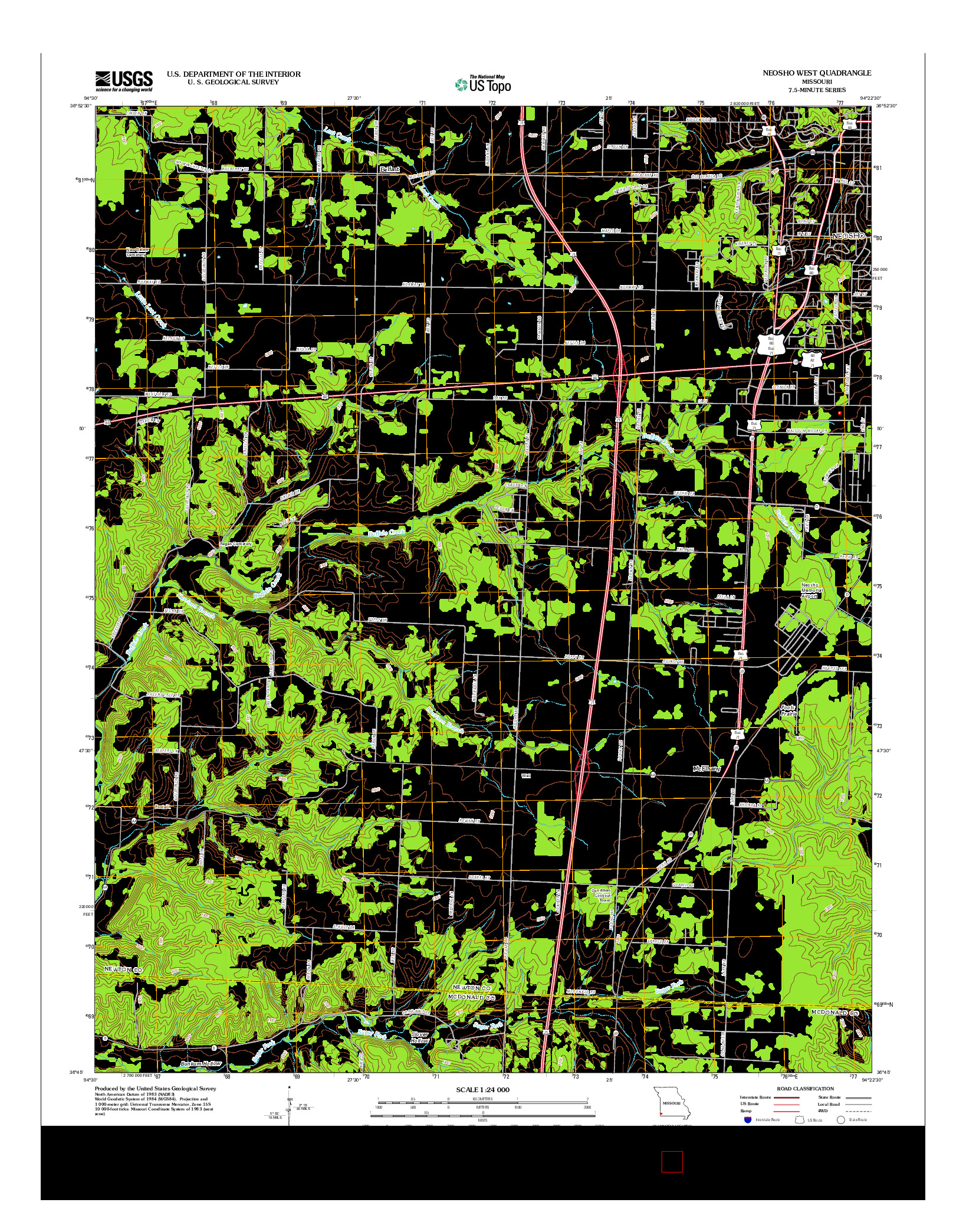 USGS US TOPO 7.5-MINUTE MAP FOR NEOSHO WEST, MO 2012