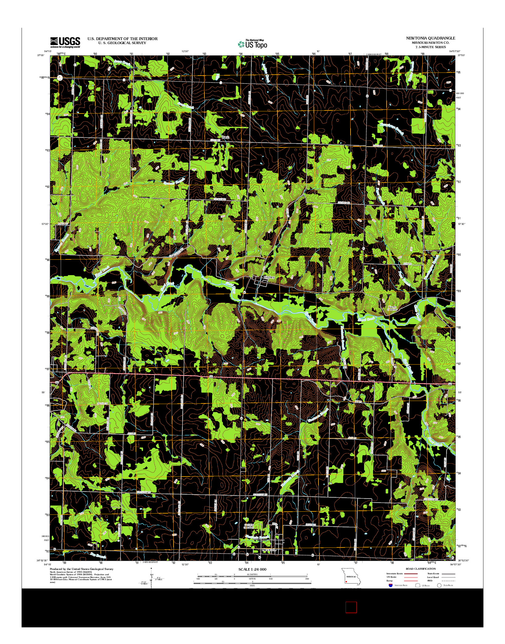 USGS US TOPO 7.5-MINUTE MAP FOR NEWTONIA, MO 2012