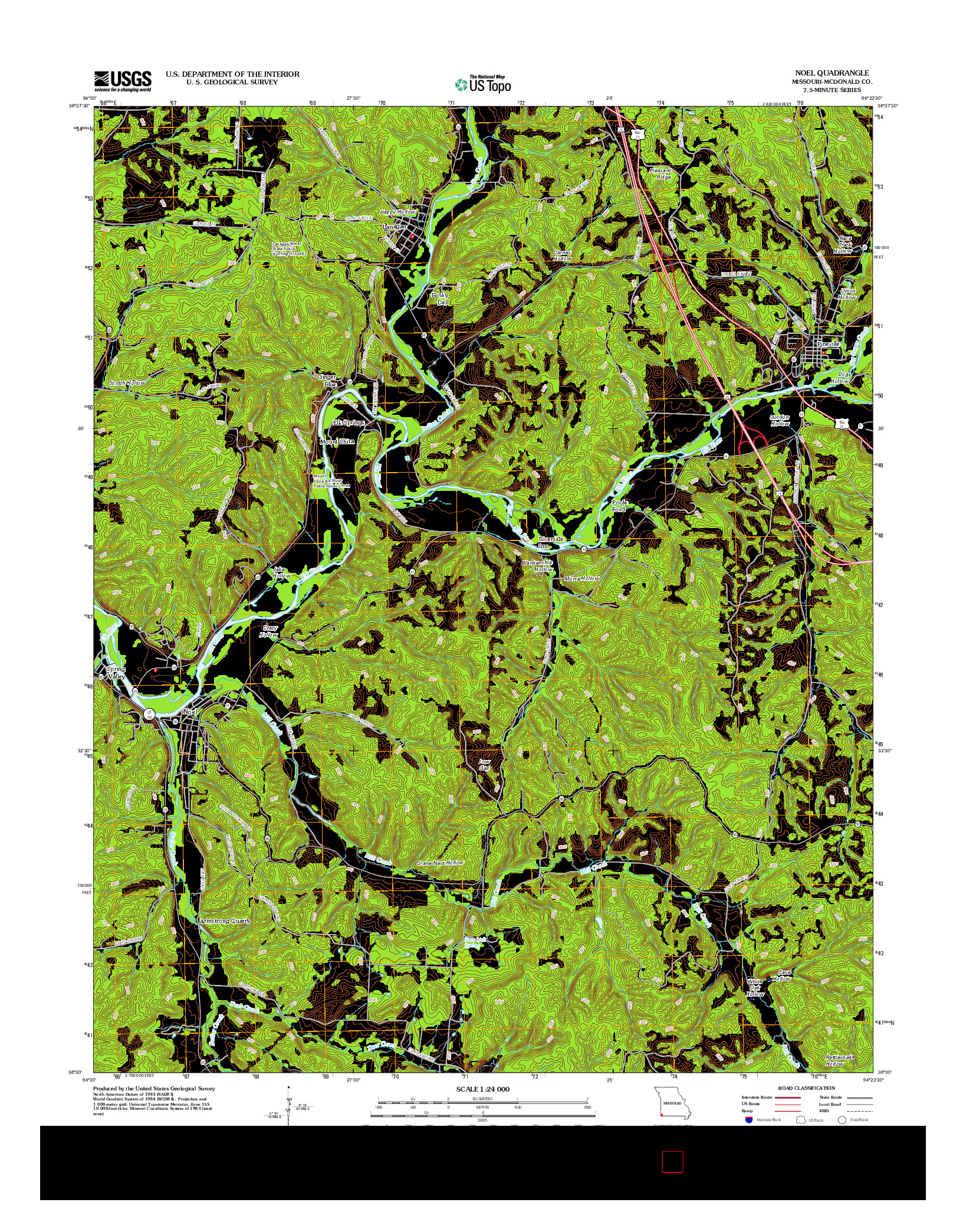 USGS US TOPO 7.5-MINUTE MAP FOR NOEL, MO 2012