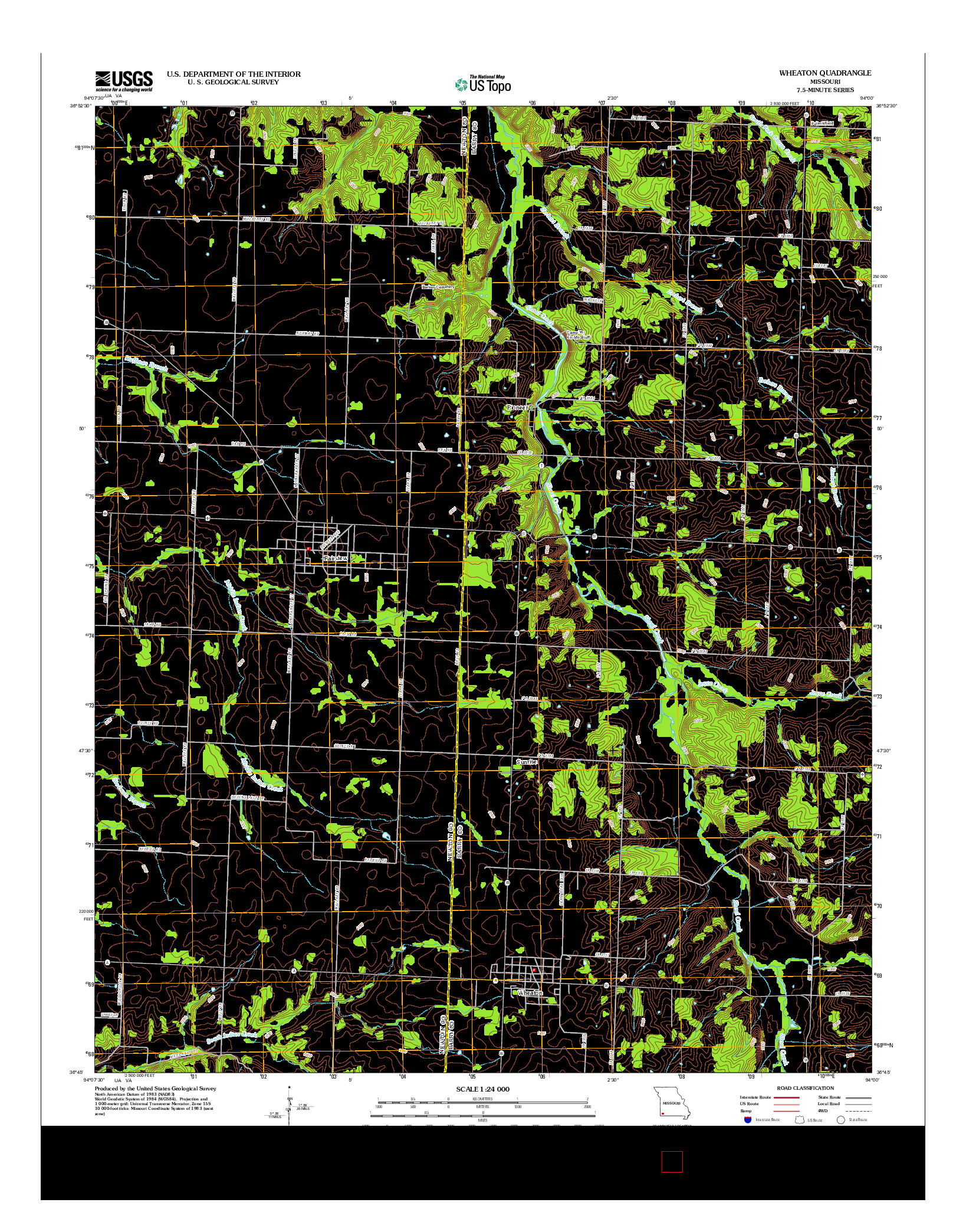 USGS US TOPO 7.5-MINUTE MAP FOR WHEATON, MO 2012