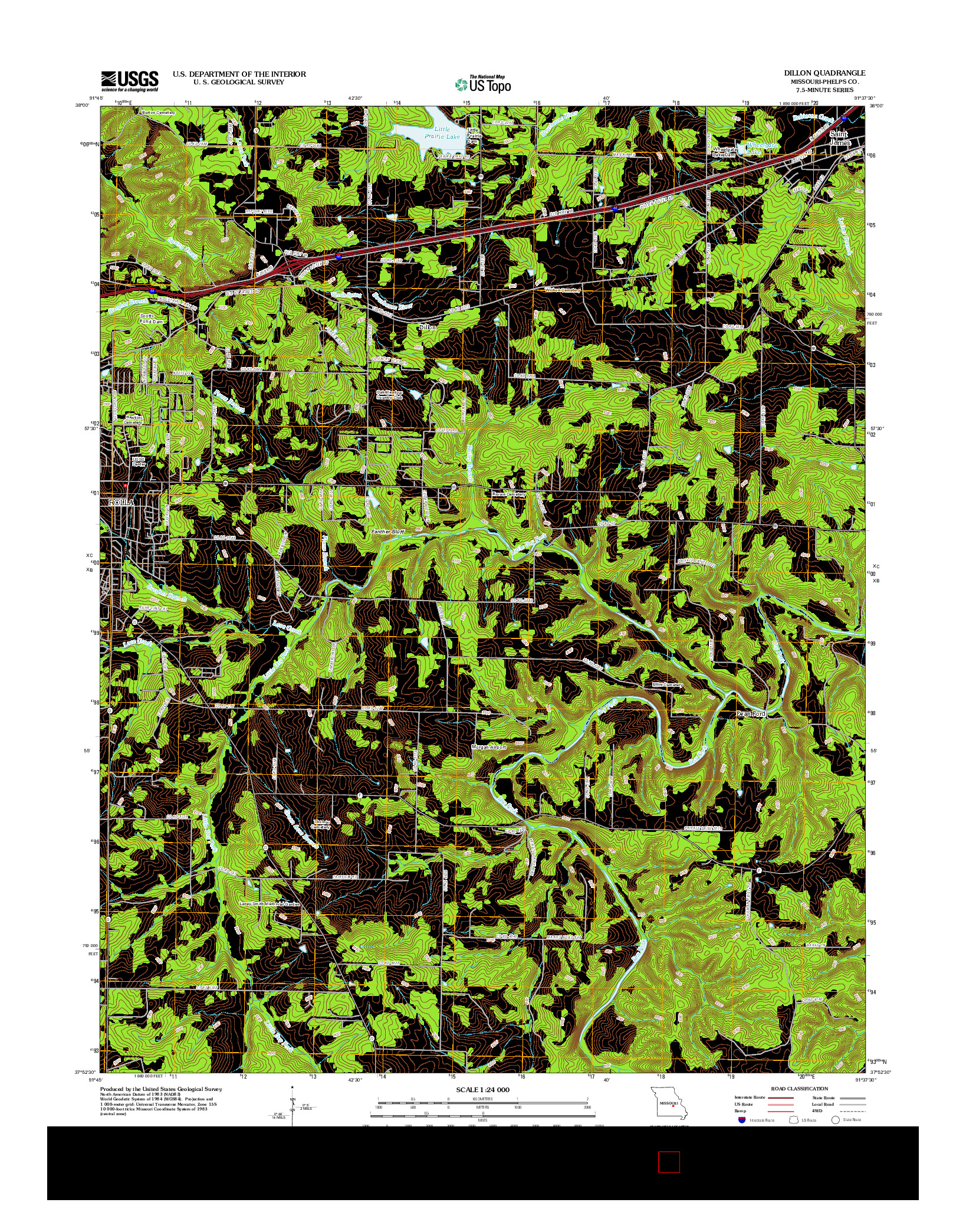 USGS US TOPO 7.5-MINUTE MAP FOR DILLON, MO 2012