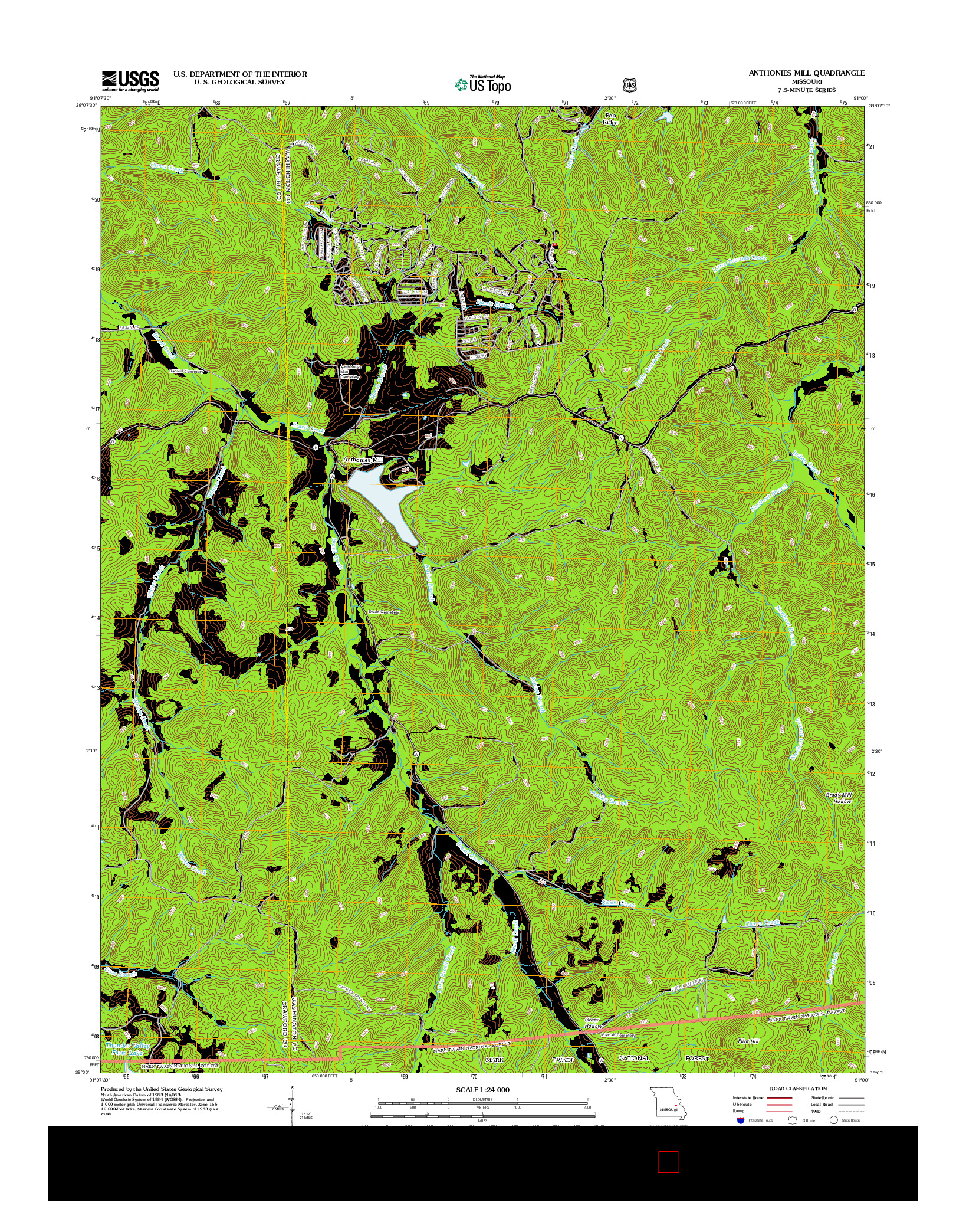 USGS US TOPO 7.5-MINUTE MAP FOR ANTHONIES MILL, MO 2012