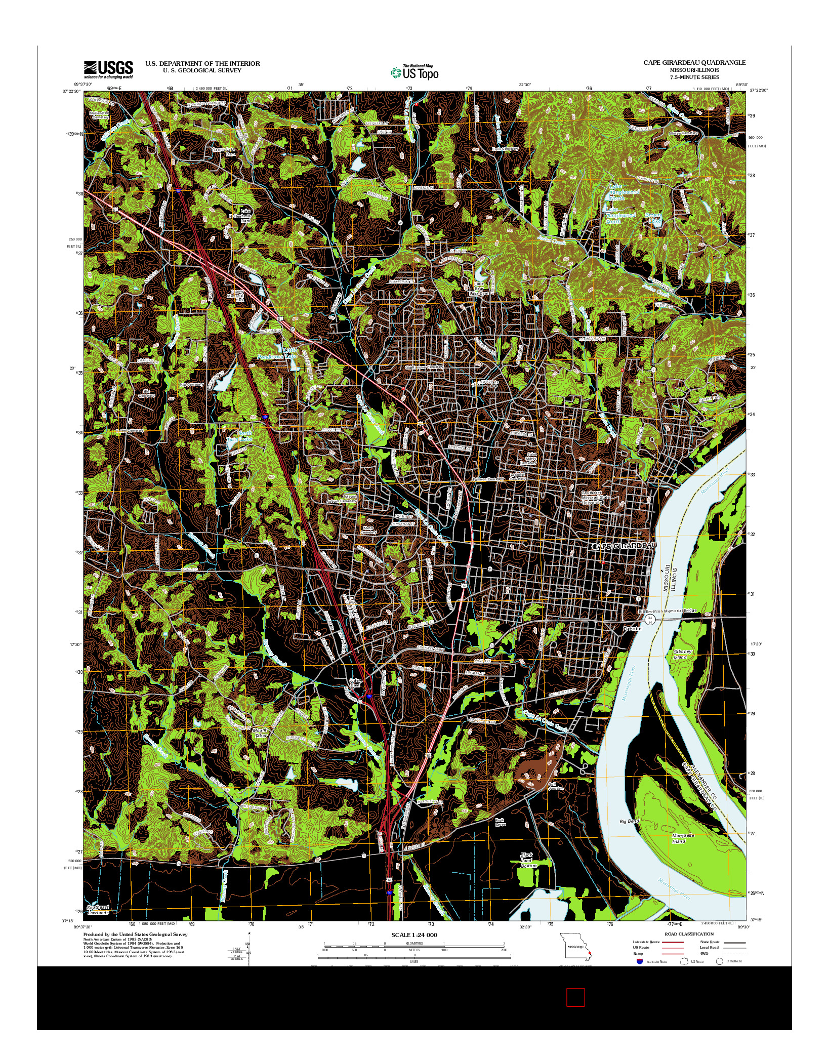 USGS US TOPO 7.5-MINUTE MAP FOR CAPE GIRARDEAU, MO-IL 2012