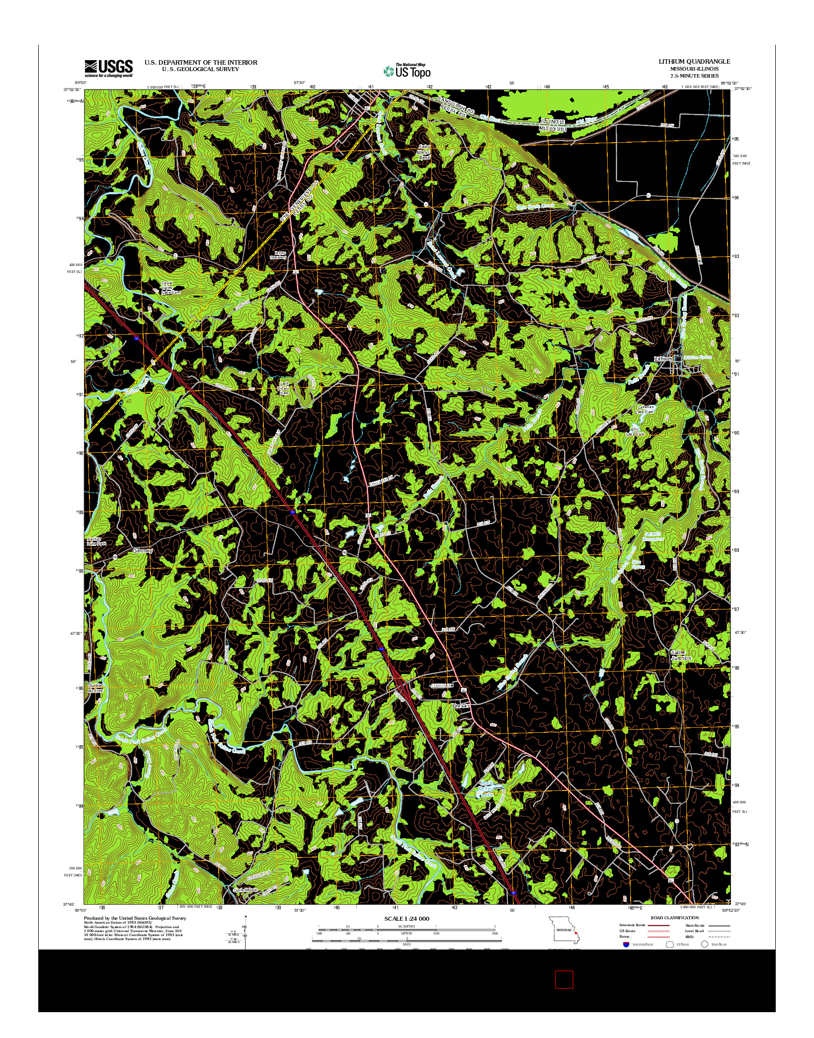 USGS US TOPO 7.5-MINUTE MAP FOR LITHIUM, MO-IL 2012