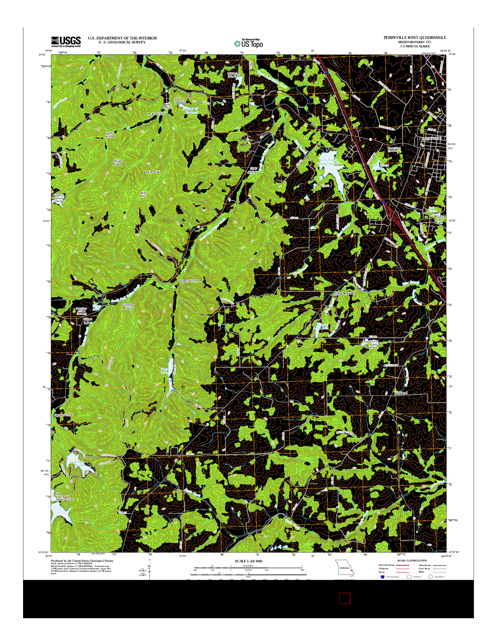 USGS US TOPO 7.5-MINUTE MAP FOR PERRYVILLE WEST, MO 2012