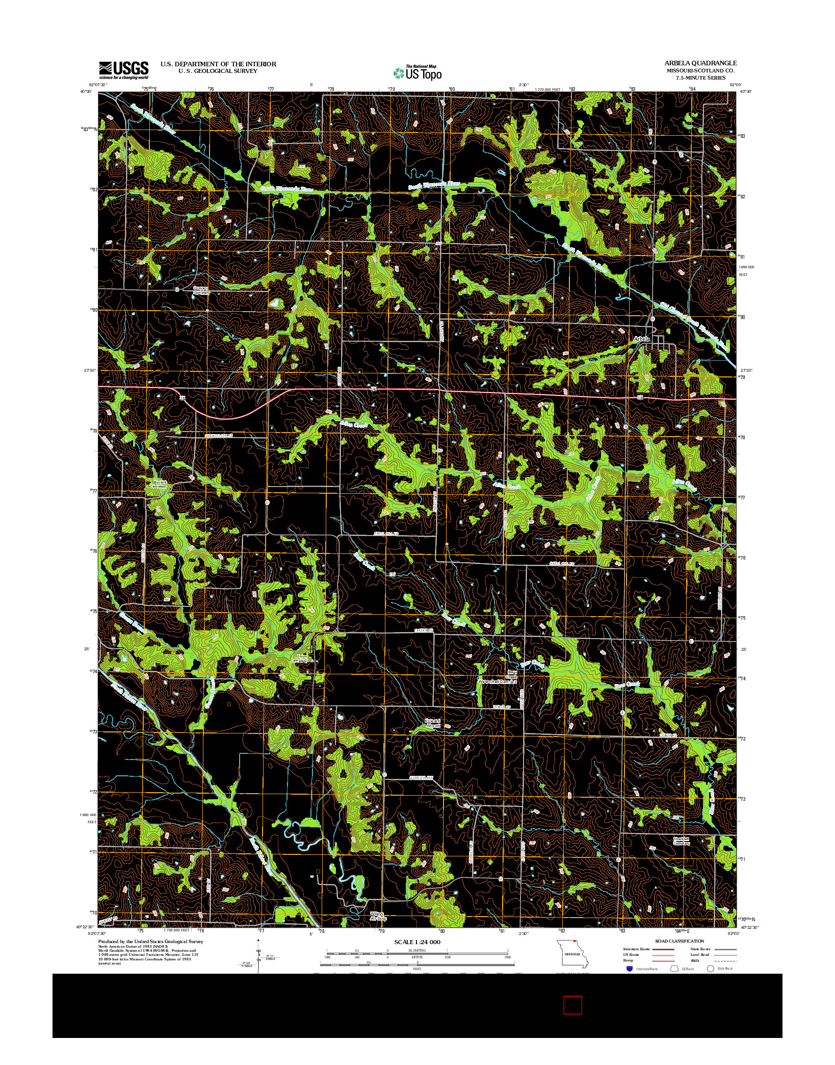 USGS US TOPO 7.5-MINUTE MAP FOR ARBELA, MO 2012