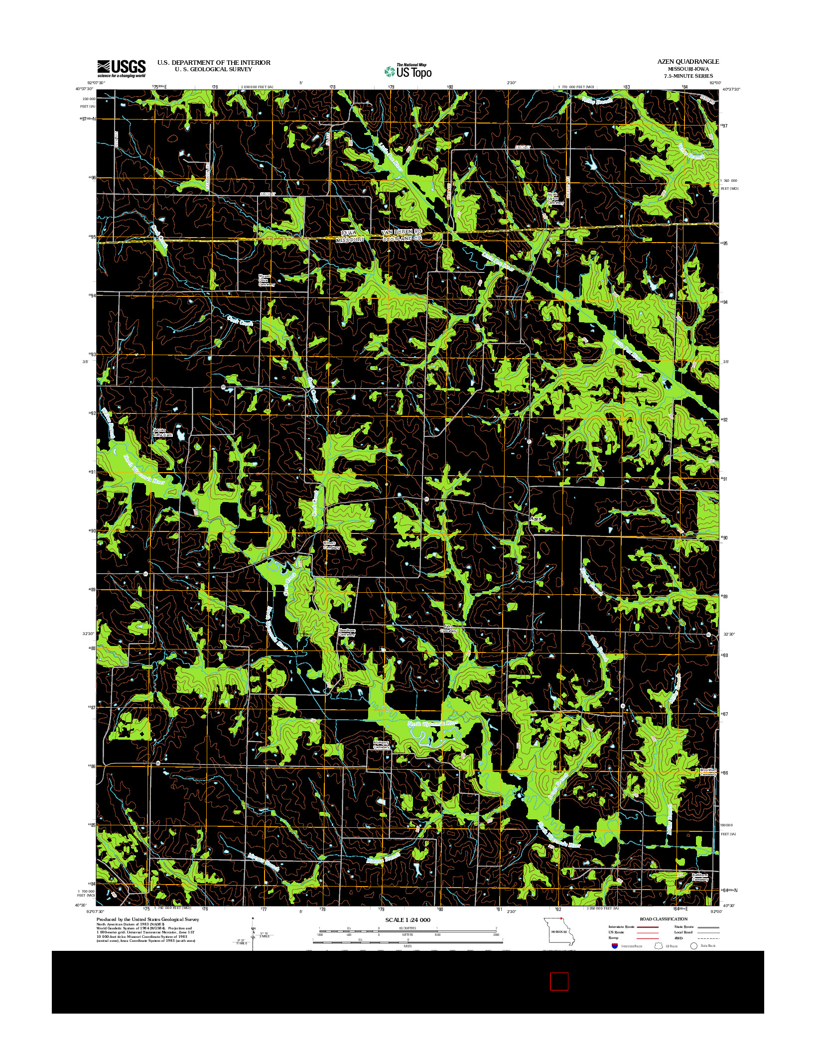 USGS US TOPO 7.5-MINUTE MAP FOR AZEN, MO-IA 2012