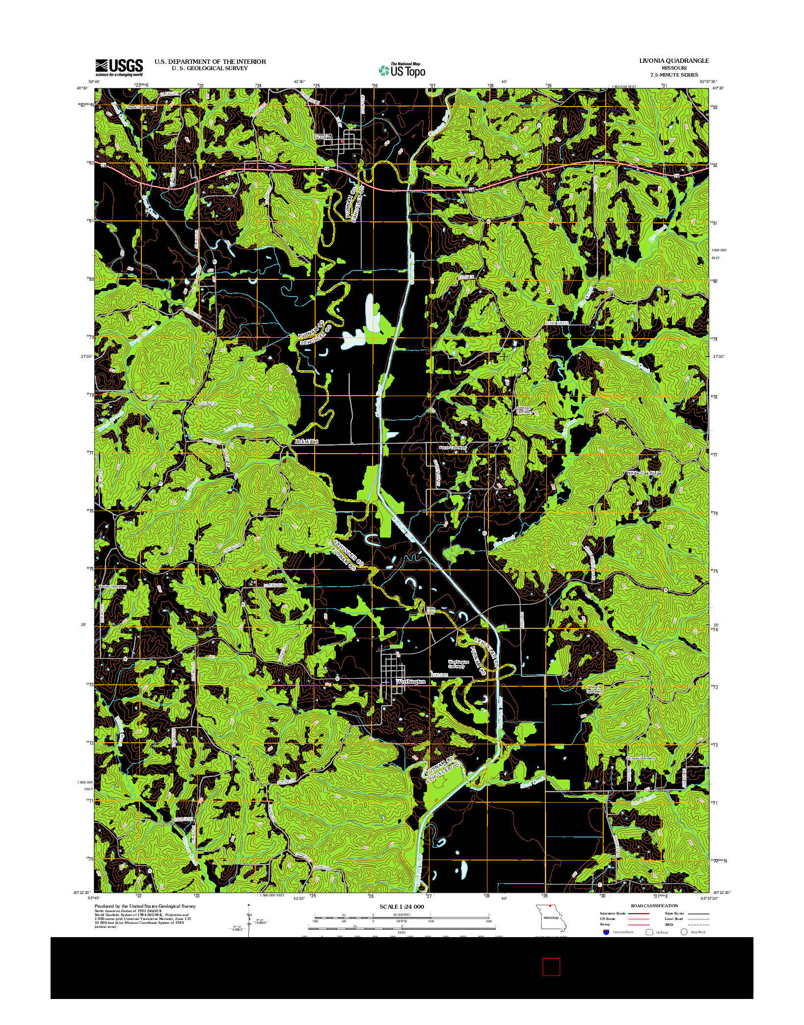 USGS US TOPO 7.5-MINUTE MAP FOR LIVONIA, MO 2012