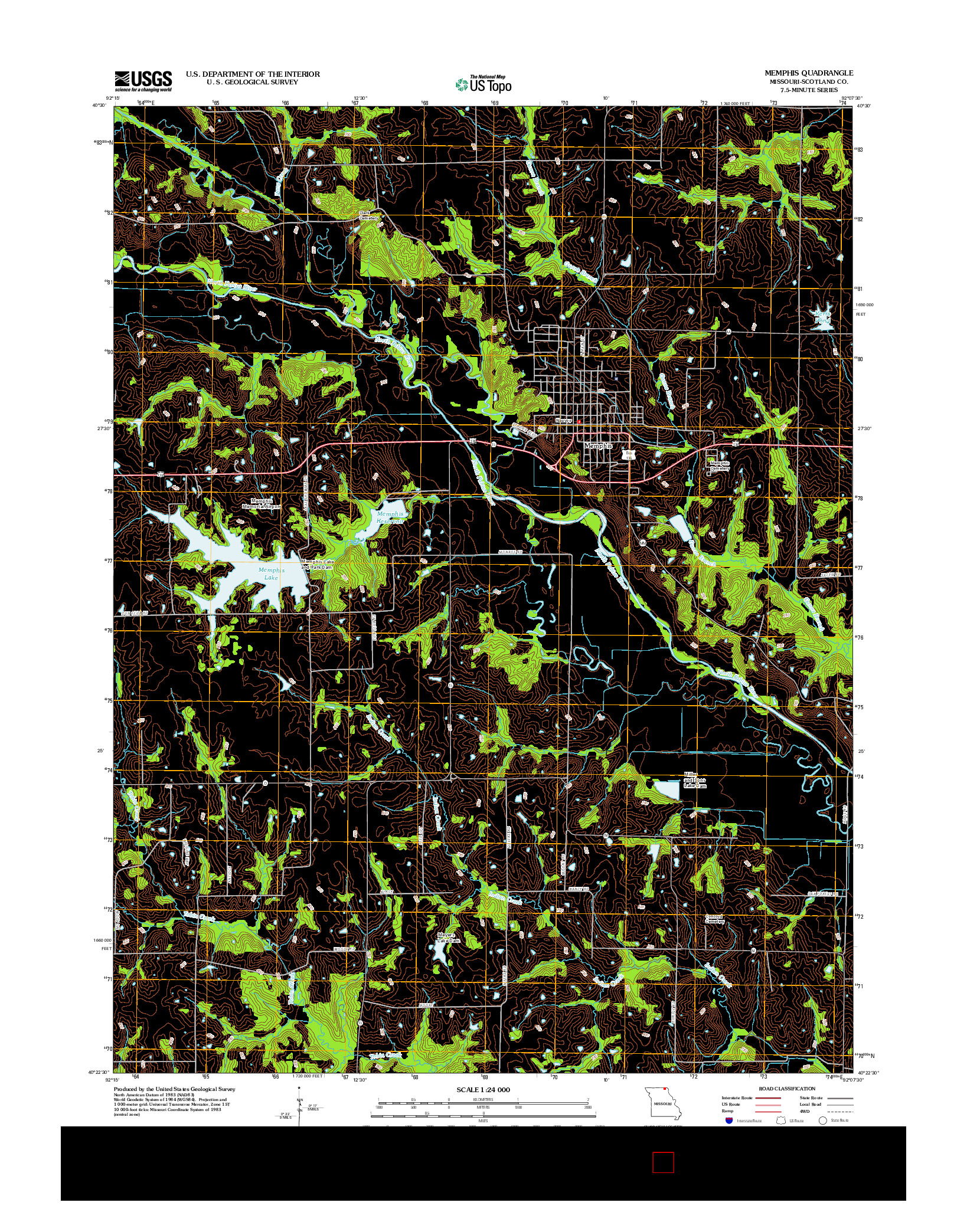 USGS US TOPO 7.5-MINUTE MAP FOR MEMPHIS, MO 2012