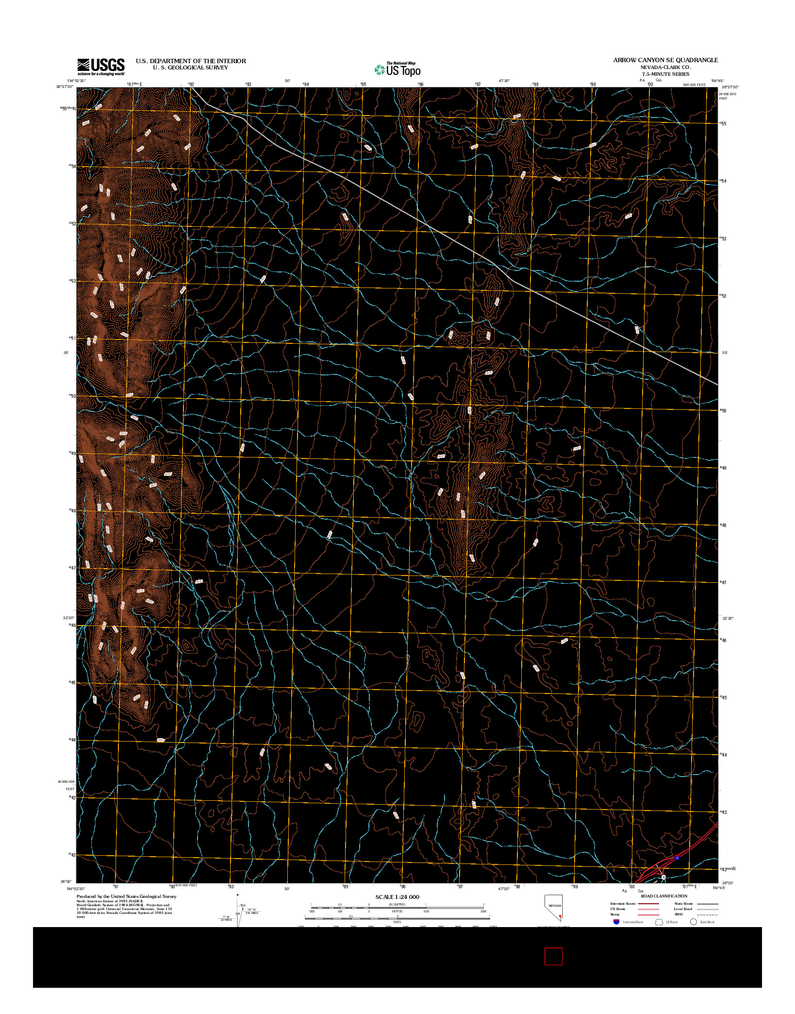 USGS US TOPO 7.5-MINUTE MAP FOR ARROW CANYON SE, NV 2012