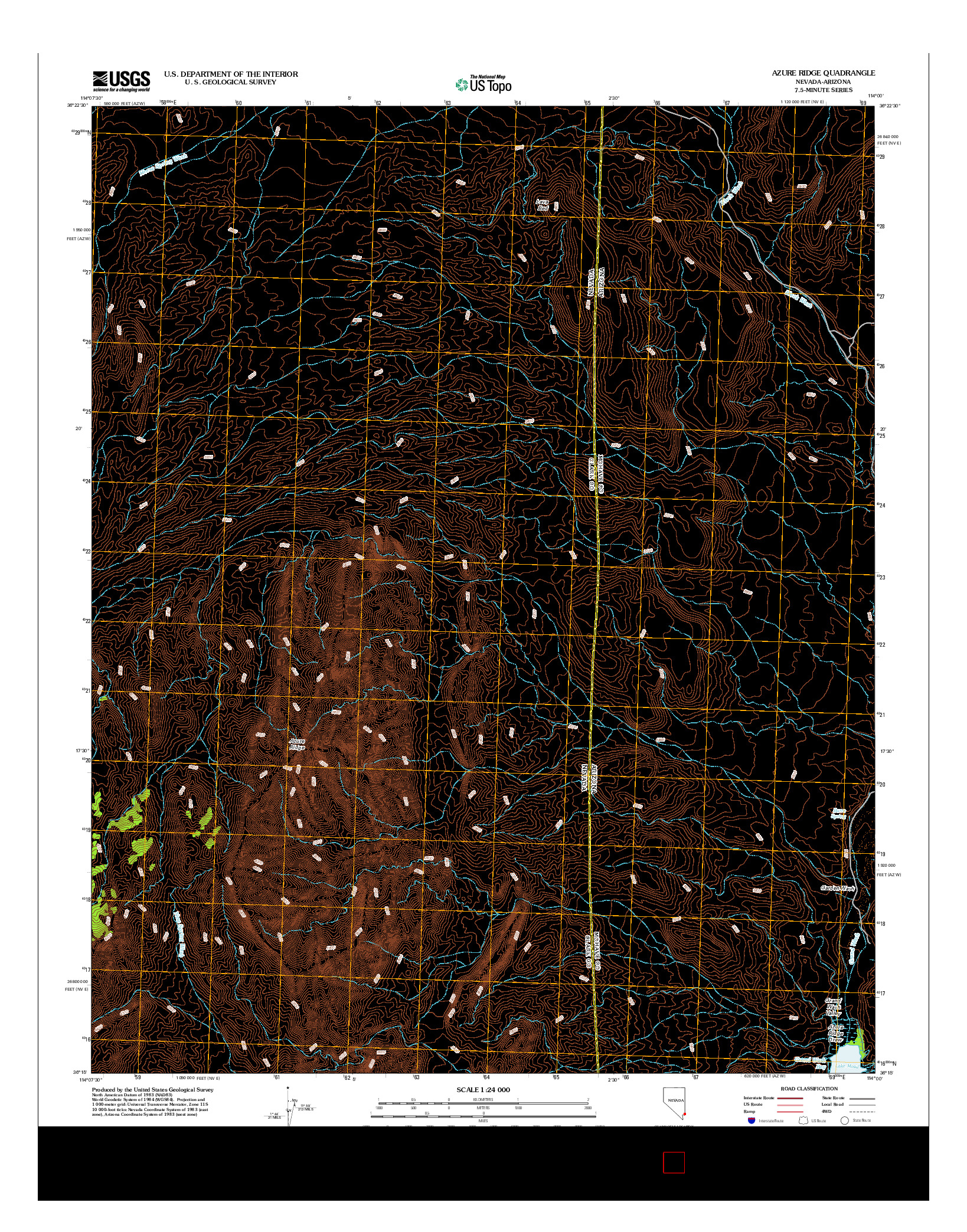 USGS US TOPO 7.5-MINUTE MAP FOR AZURE RIDGE, NV-AZ 2012