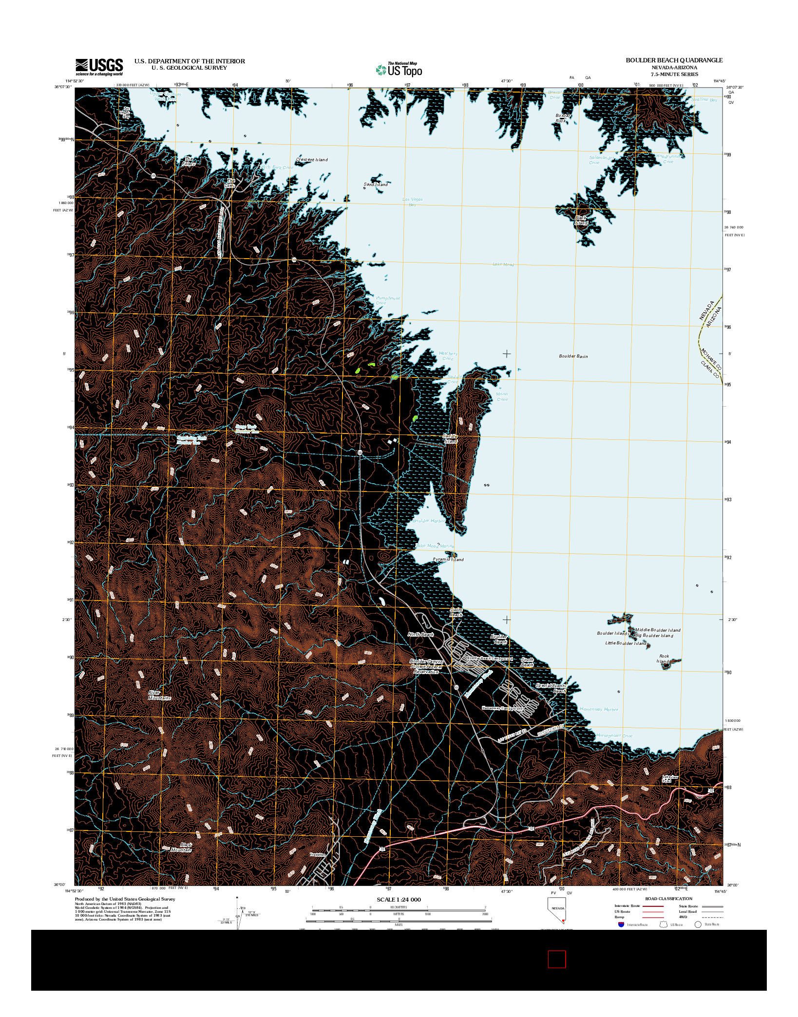 USGS US TOPO 7.5-MINUTE MAP FOR BOULDER BEACH, NV-AZ 2012