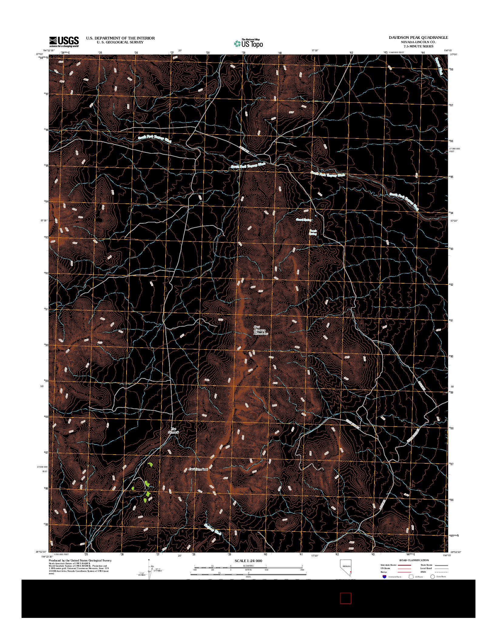 USGS US TOPO 7.5-MINUTE MAP FOR DAVIDSON PEAK, NV 2012