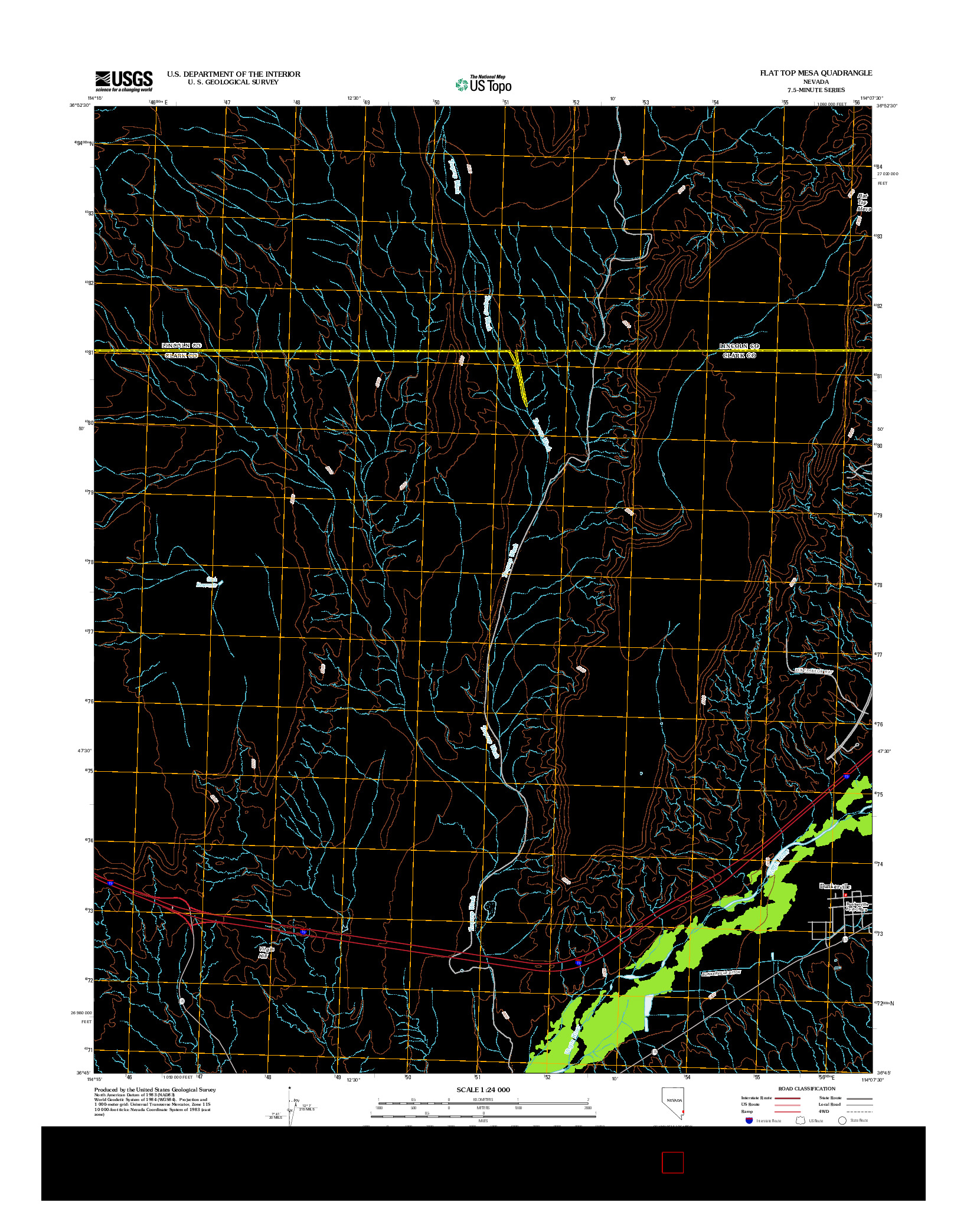 USGS US TOPO 7.5-MINUTE MAP FOR FLAT TOP MESA, NV 2012