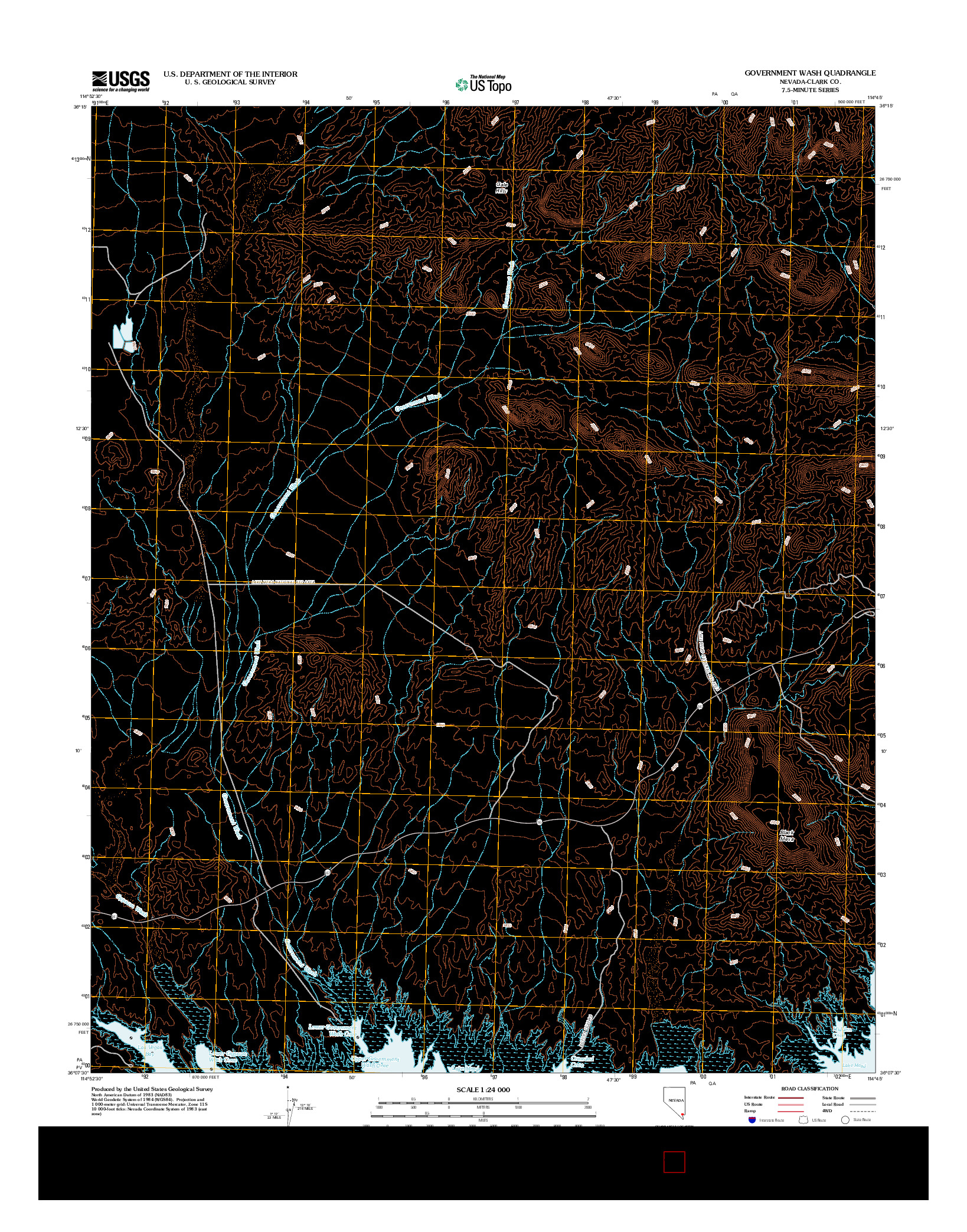 USGS US TOPO 7.5-MINUTE MAP FOR GOVERNMENT WASH, NV 2012