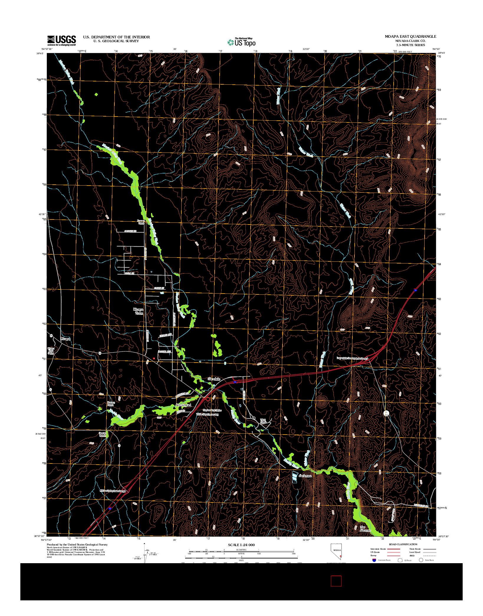 USGS US TOPO 7.5-MINUTE MAP FOR MOAPA EAST, NV 2012