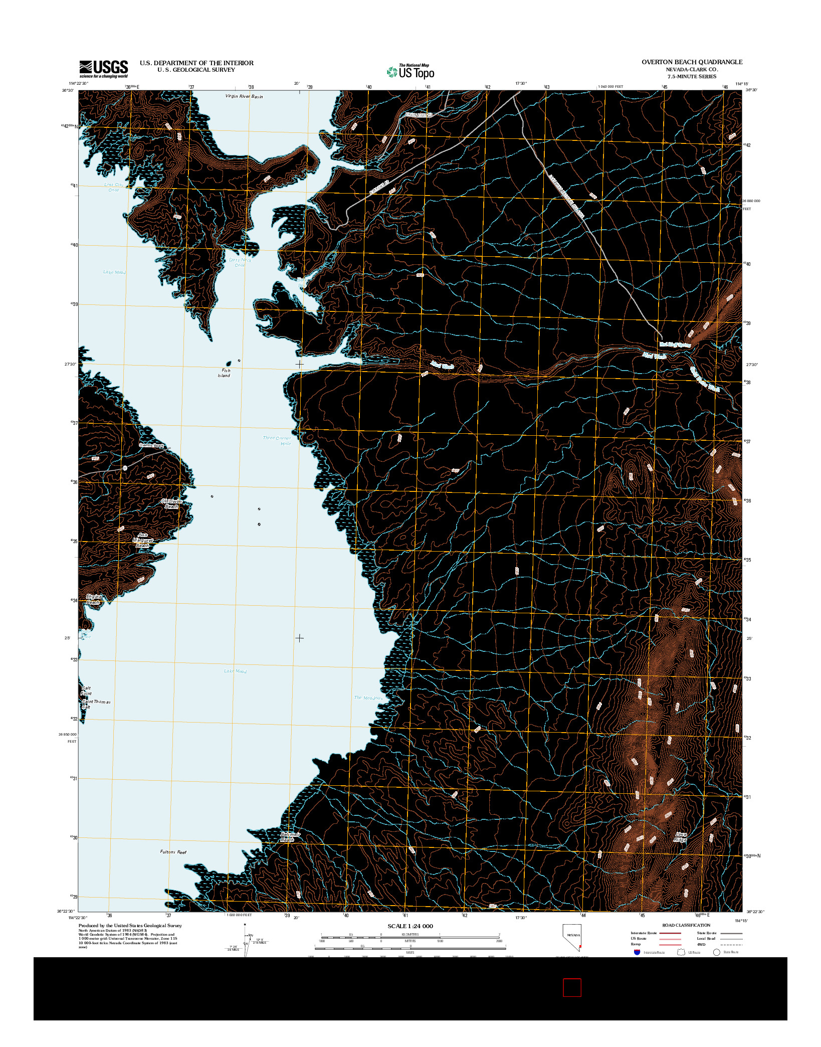 USGS US TOPO 7.5-MINUTE MAP FOR OVERTON BEACH, NV 2012