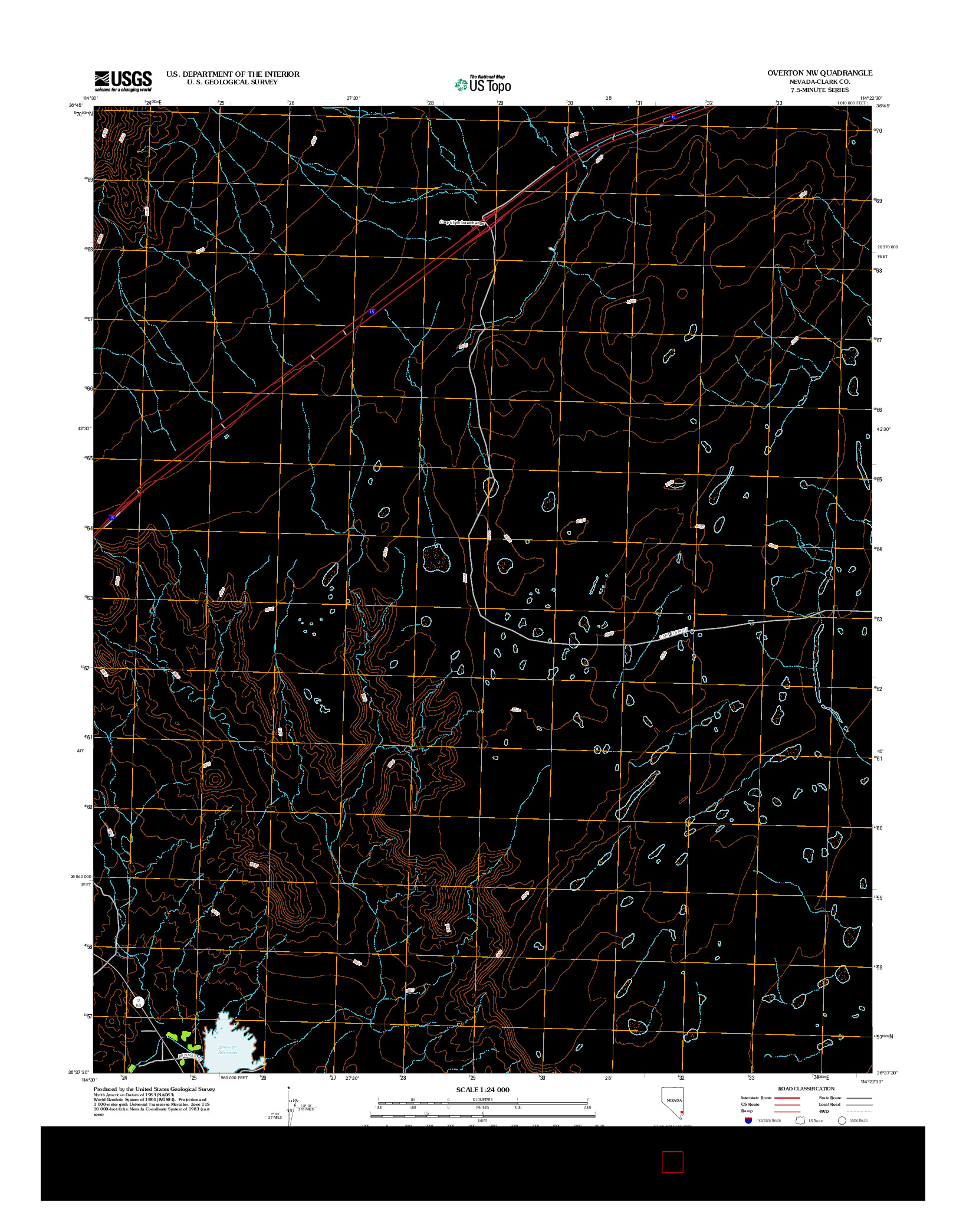 USGS US TOPO 7.5-MINUTE MAP FOR OVERTON NW, NV 2012