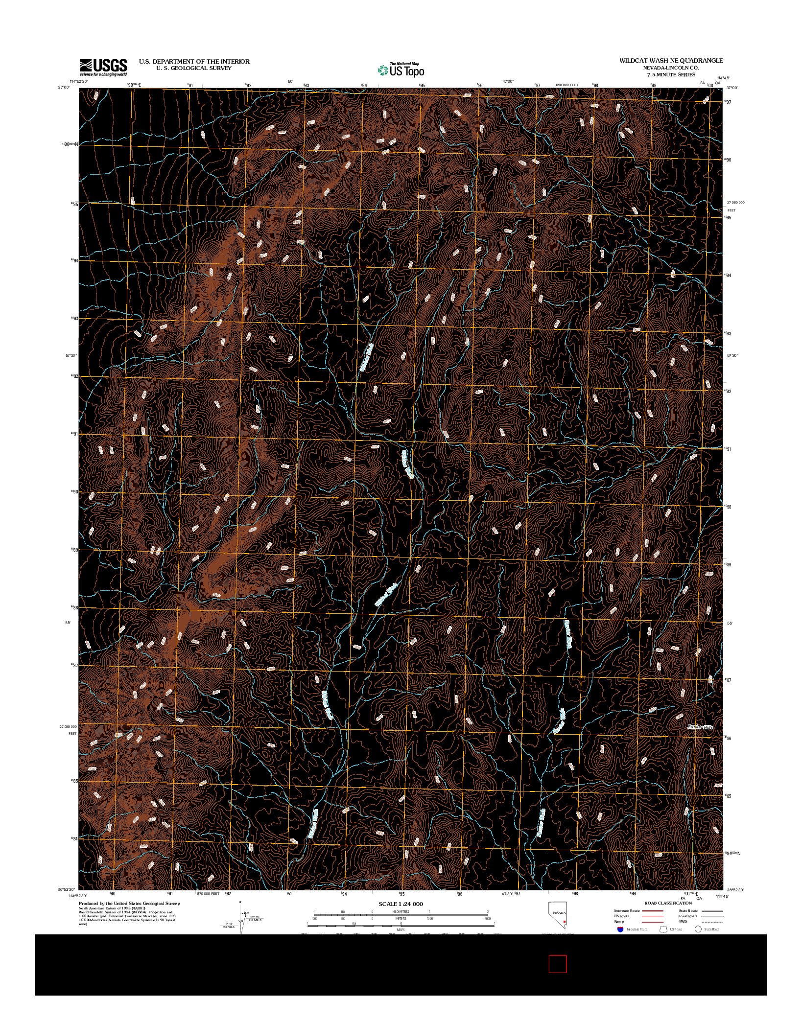 USGS US TOPO 7.5-MINUTE MAP FOR WILDCAT WASH NE, NV 2012