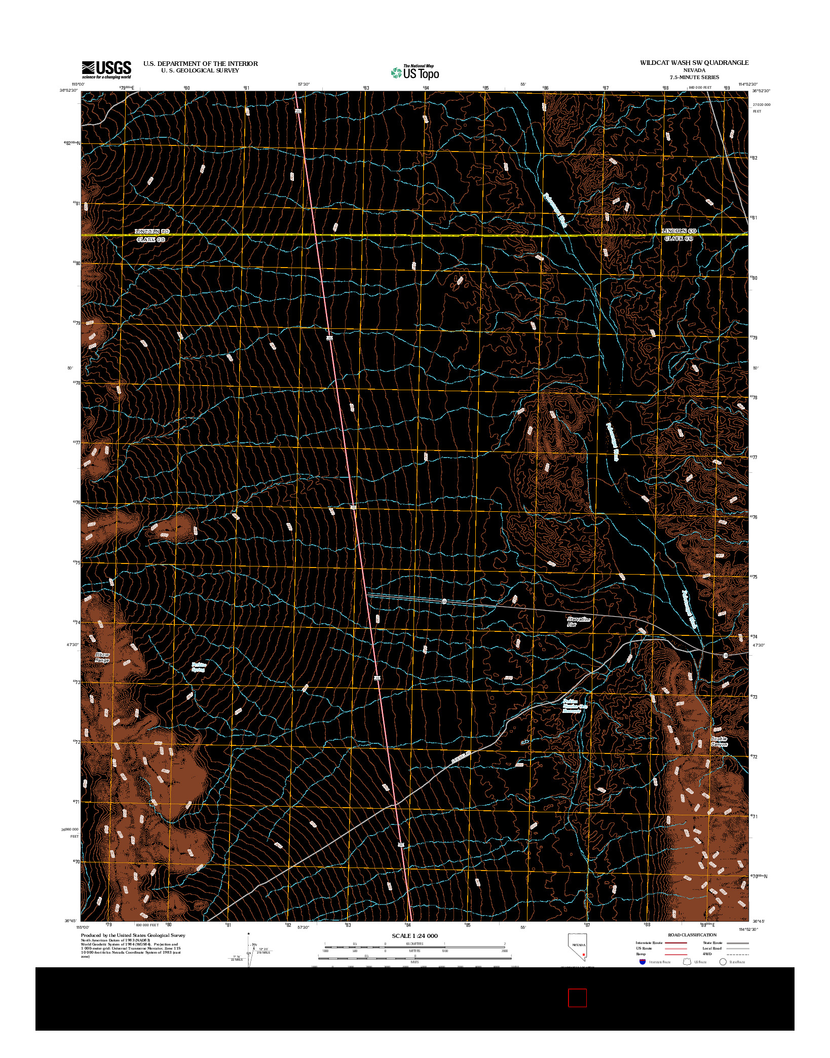 USGS US TOPO 7.5-MINUTE MAP FOR WILDCAT WASH SW, NV 2012