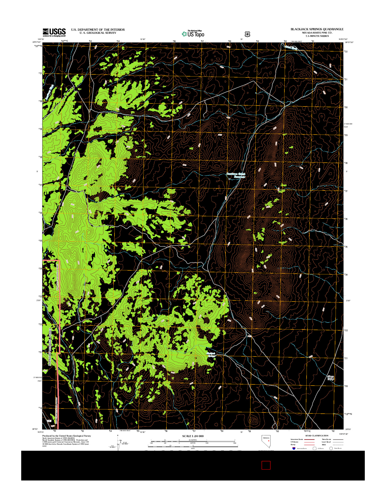 USGS US TOPO 7.5-MINUTE MAP FOR BLACKJACK SPRINGS, NV 2012