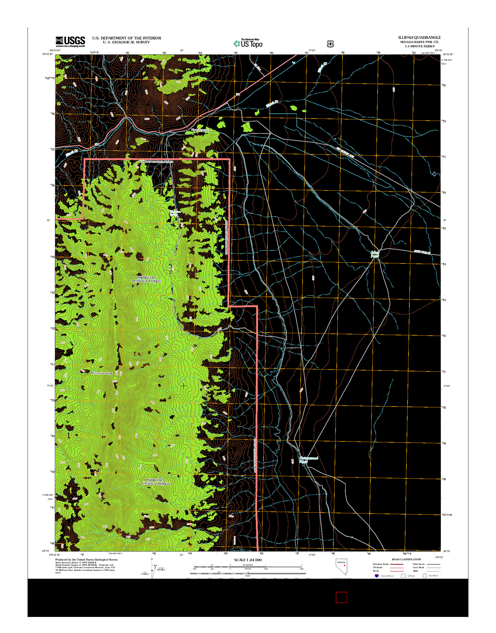 USGS US TOPO 7.5-MINUTE MAP FOR ILLIPAH, NV 2012