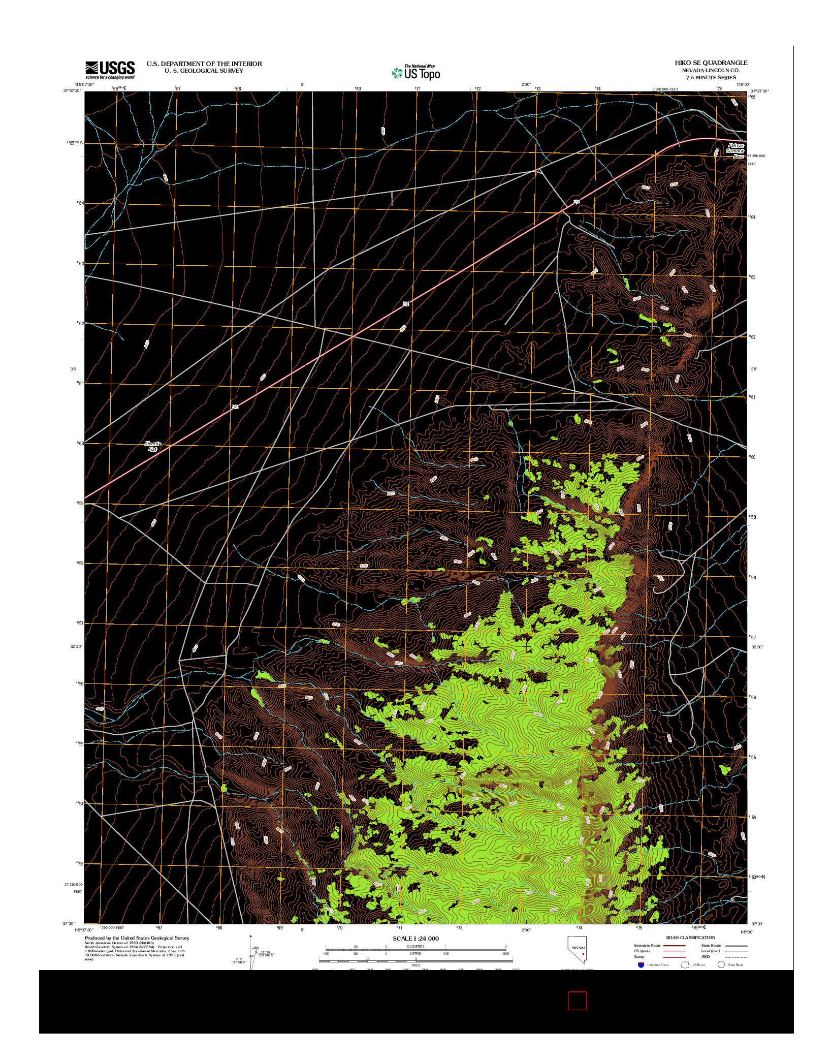 USGS US TOPO 7.5-MINUTE MAP FOR HIKO SE, NV 2012