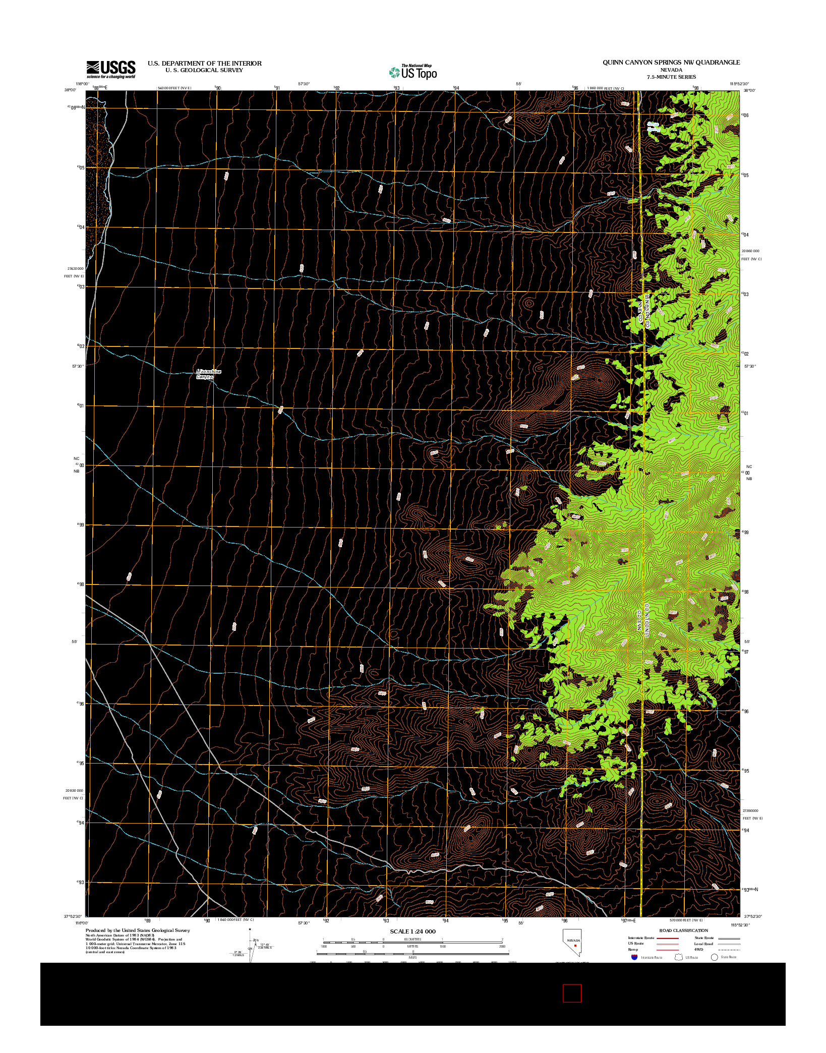 USGS US TOPO 7.5-MINUTE MAP FOR QUINN CANYON SPRINGS NW, NV 2012