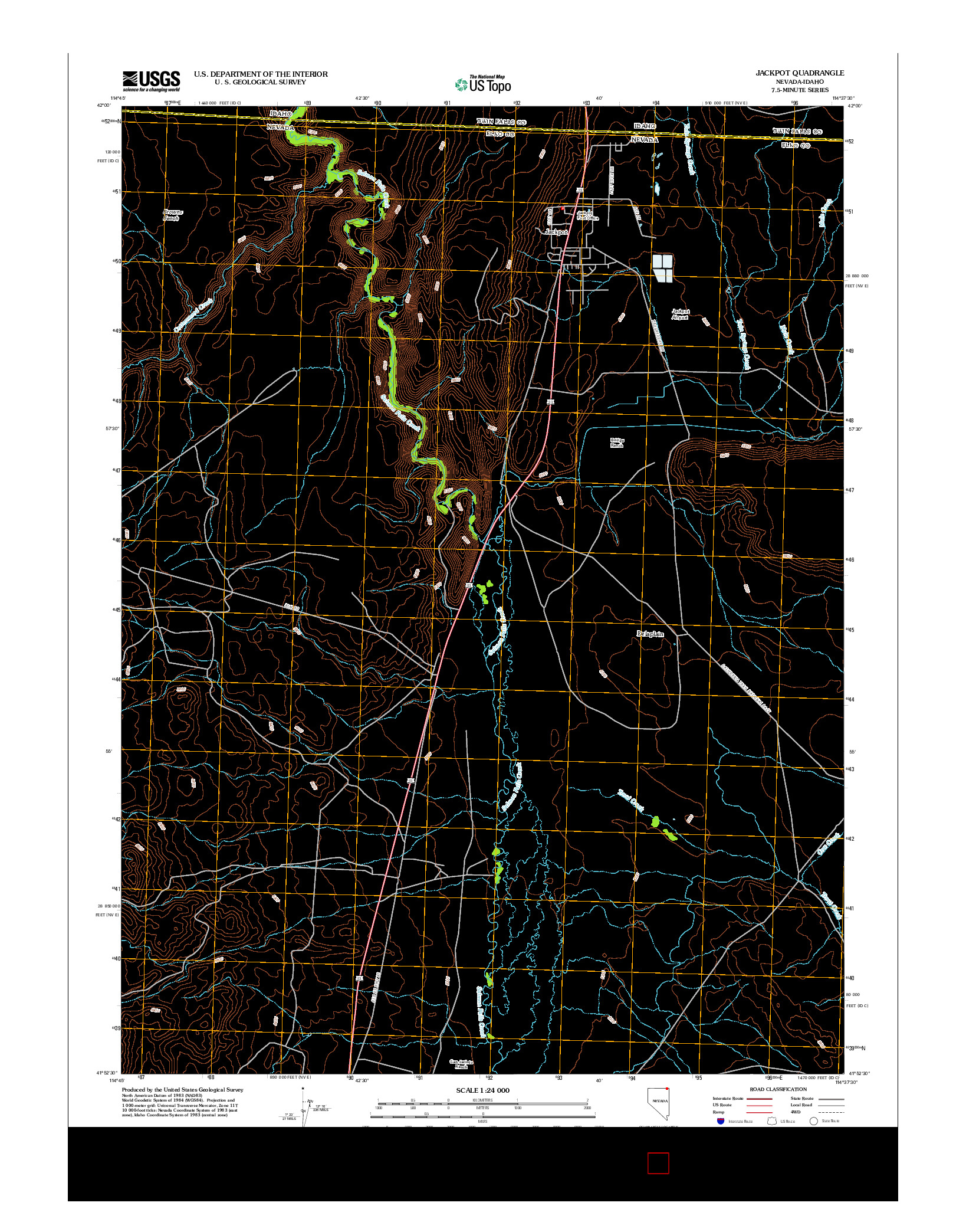 USGS US TOPO 7.5-MINUTE MAP FOR JACKPOT, NV-ID 2012