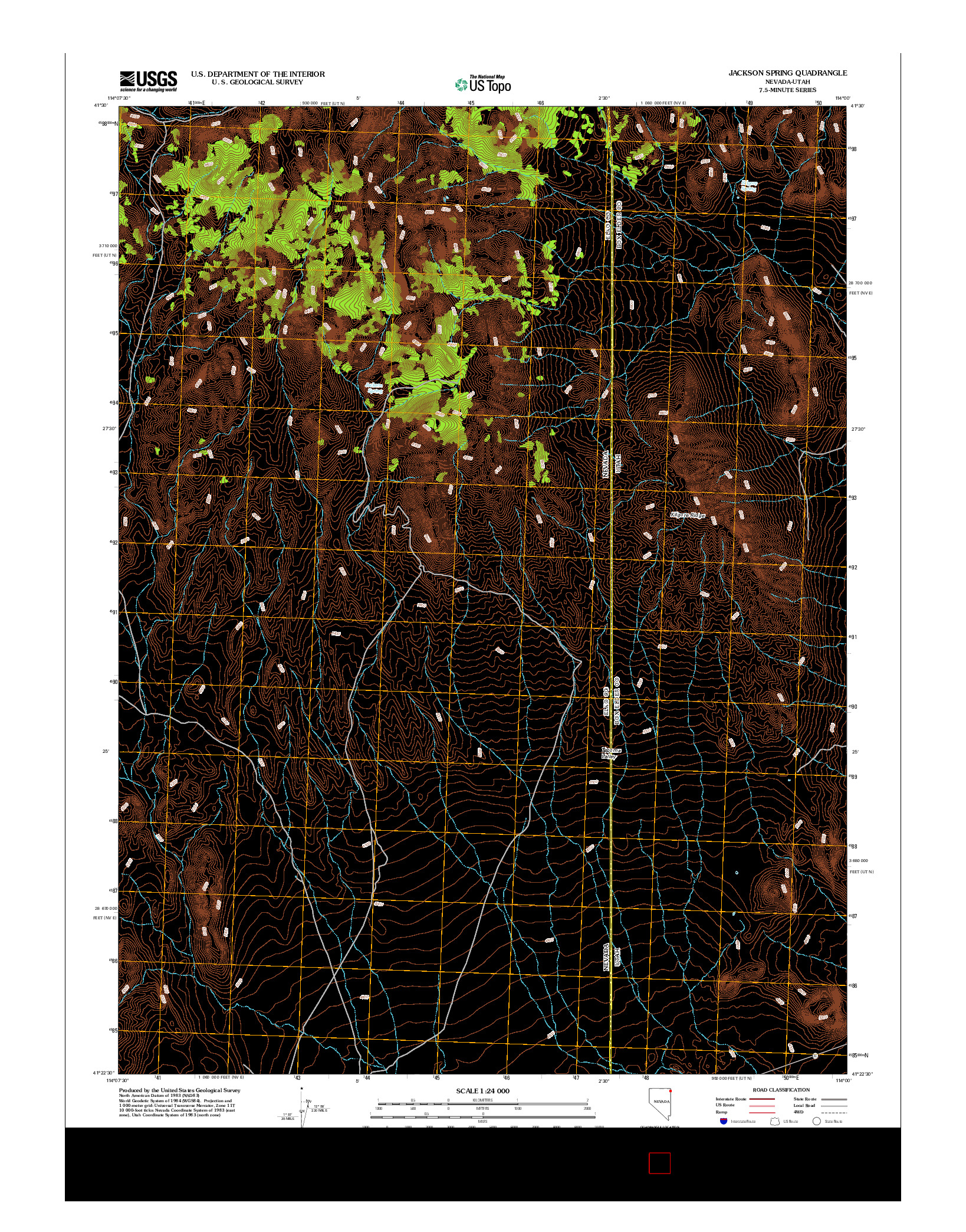USGS US TOPO 7.5-MINUTE MAP FOR JACKSON SPRING, NV-UT 2012