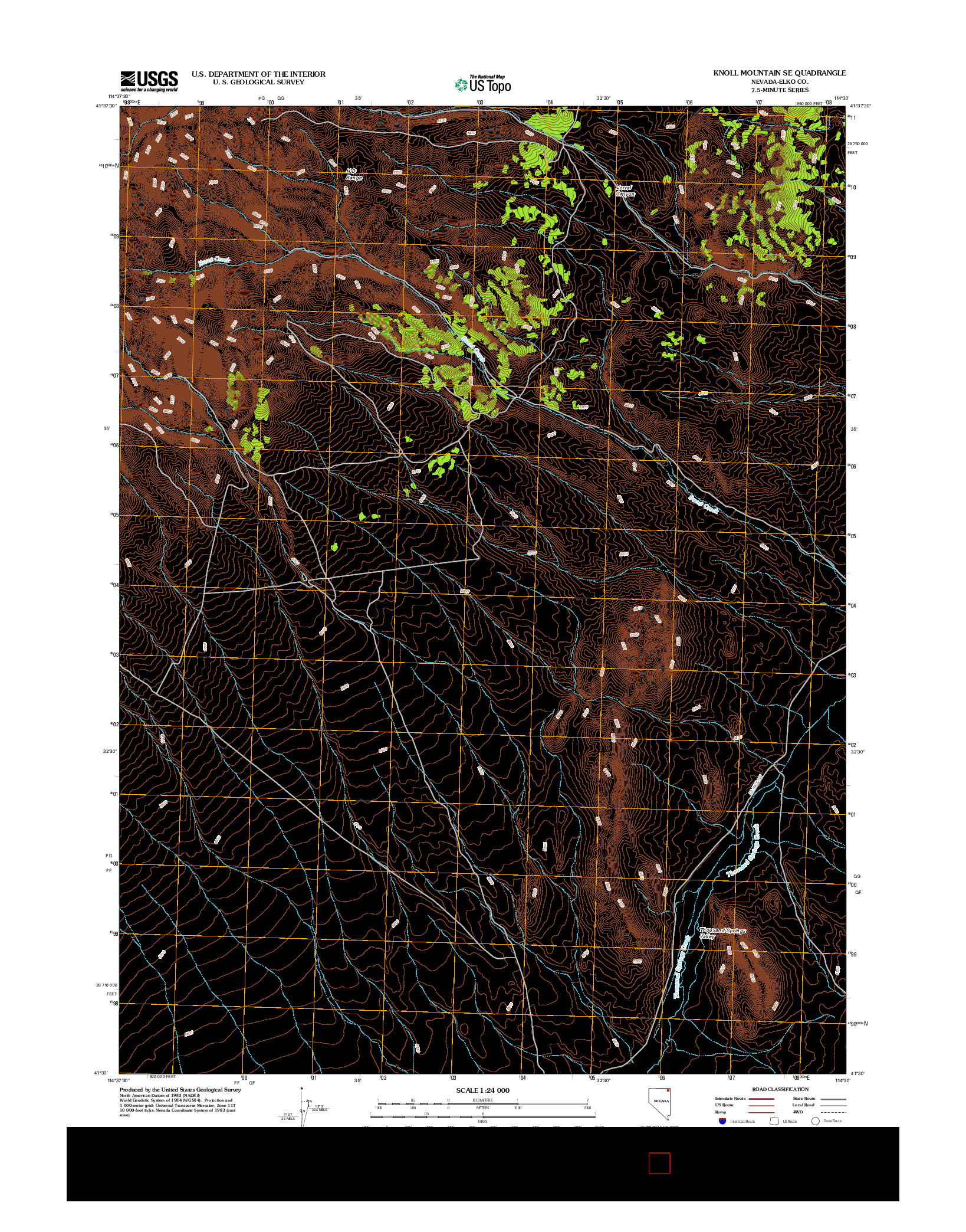 USGS US TOPO 7.5-MINUTE MAP FOR KNOLL MOUNTAIN SE, NV 2012