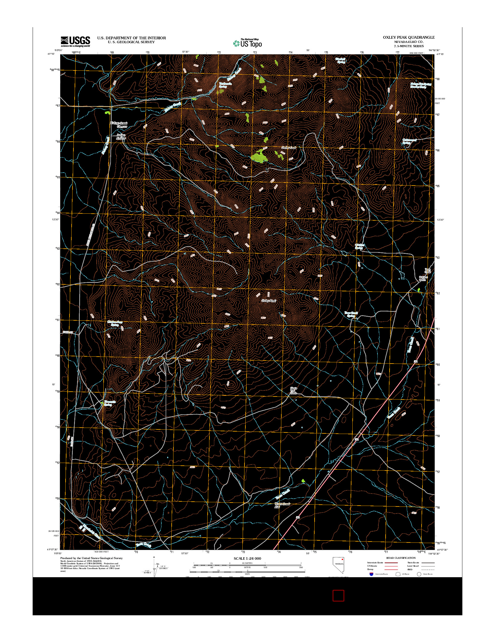 USGS US TOPO 7.5-MINUTE MAP FOR OXLEY PEAK, NV 2012