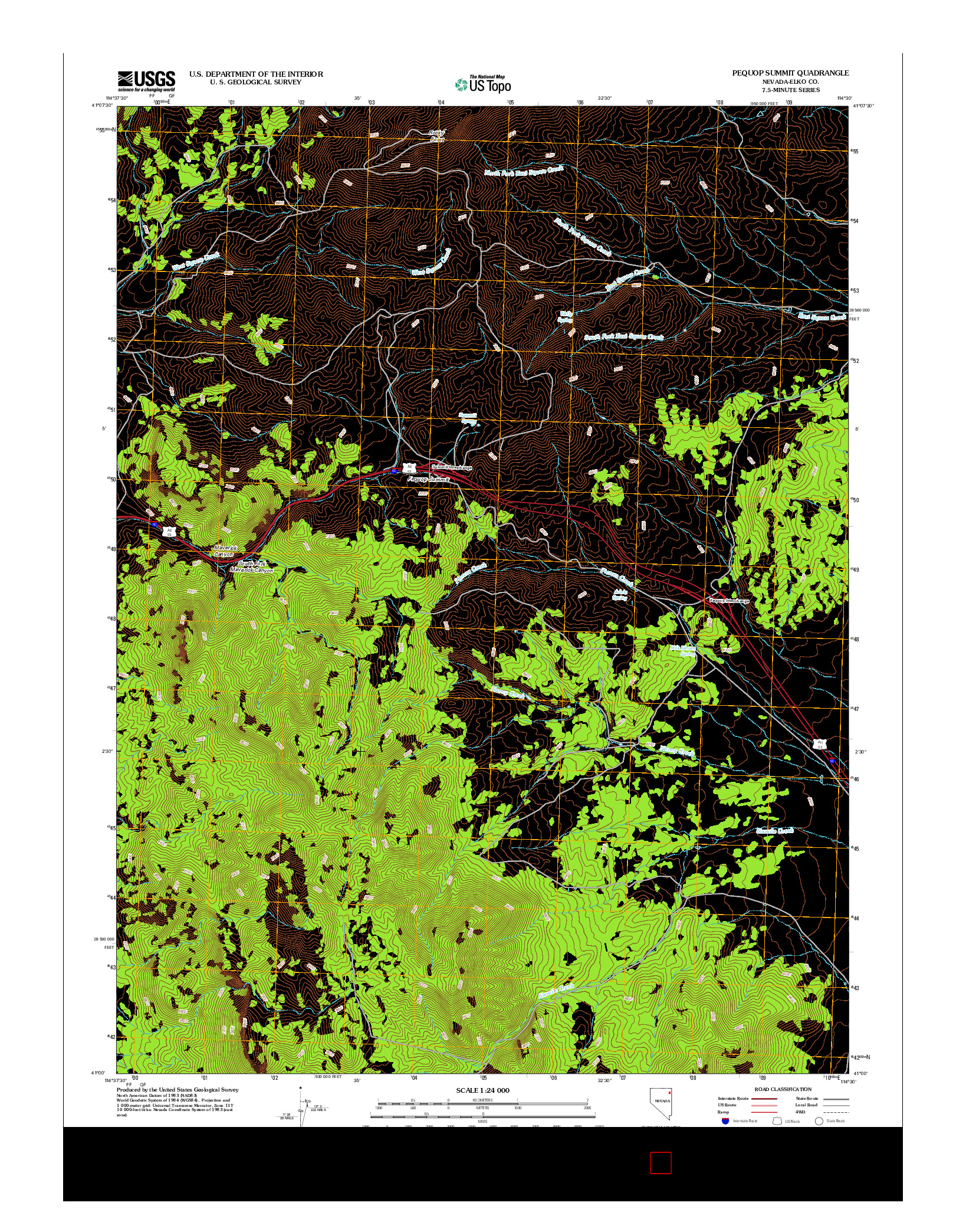 USGS US TOPO 7.5-MINUTE MAP FOR PEQUOP SUMMIT, NV 2012