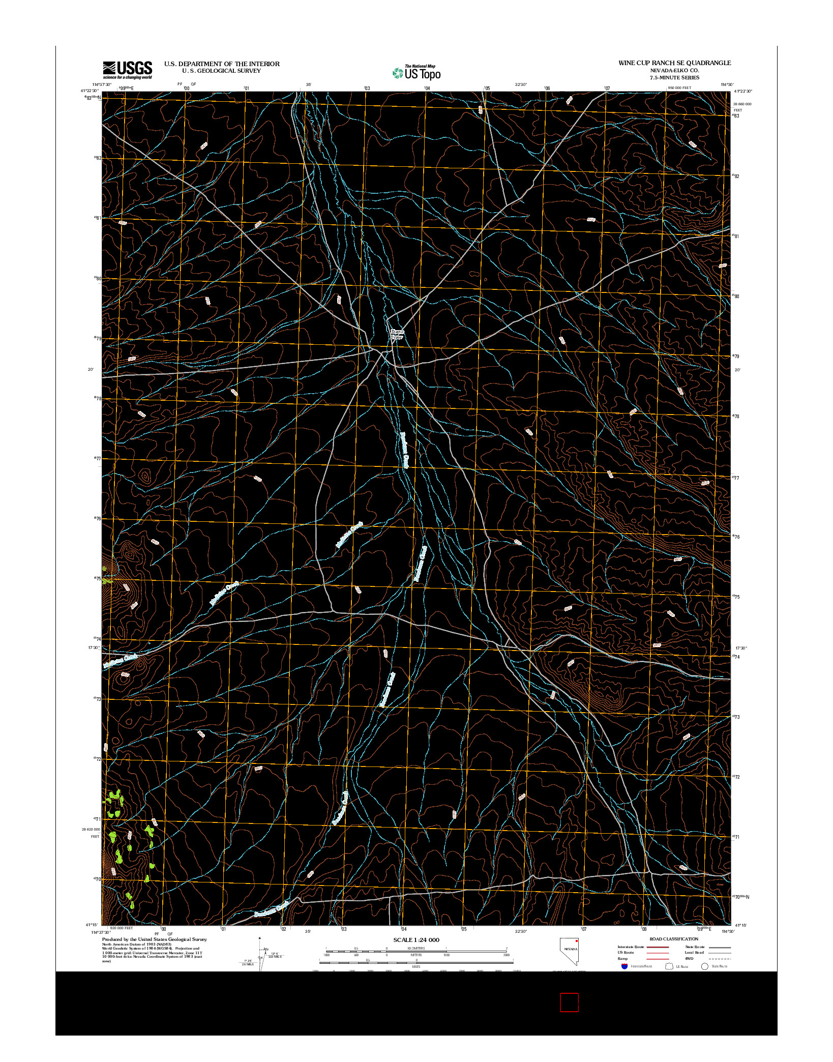 USGS US TOPO 7.5-MINUTE MAP FOR WINE CUP RANCH SE, NV 2012